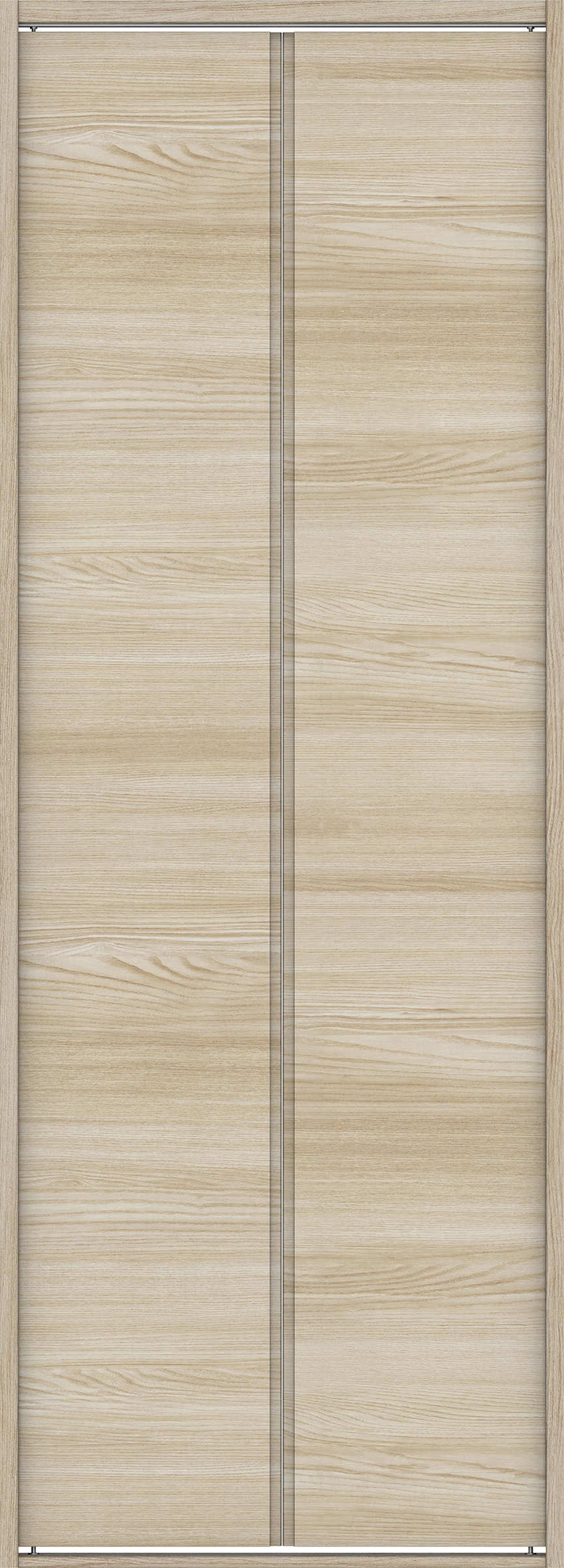 クローク収納　イエリア　折戸ユニット　ハンドルレス横木目タイプ　ウッド扉　四方枠（固定枠）　セット　８２０幅（１Ｍ間口）　２０４５高　〈ソフトグレージュ柄〉　ハンドルレス