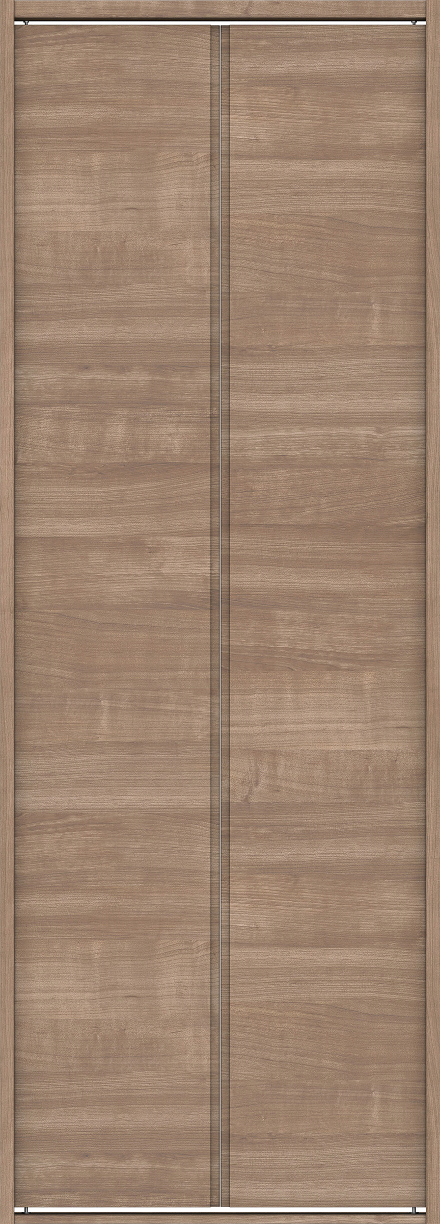 クローク収納　イエリア　折戸ユニット　ハンドルレス横木目タイプ　ウッド扉　四方枠（固定枠）　セット　７３５幅（３尺間口）　２０４５高　〈トープグレー柄〉　ハンドルレス