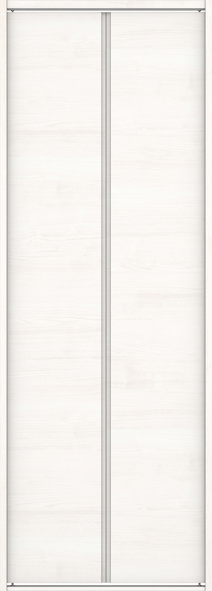 クローク収納　イエリア　折戸ユニット　ハンドルレス横木目タイプ　ウッド扉　四方枠（固定枠）　セット　８２０幅（１Ｍ間口）　２０４５高　〈ネオホワイト柄〉　ハンドルレス