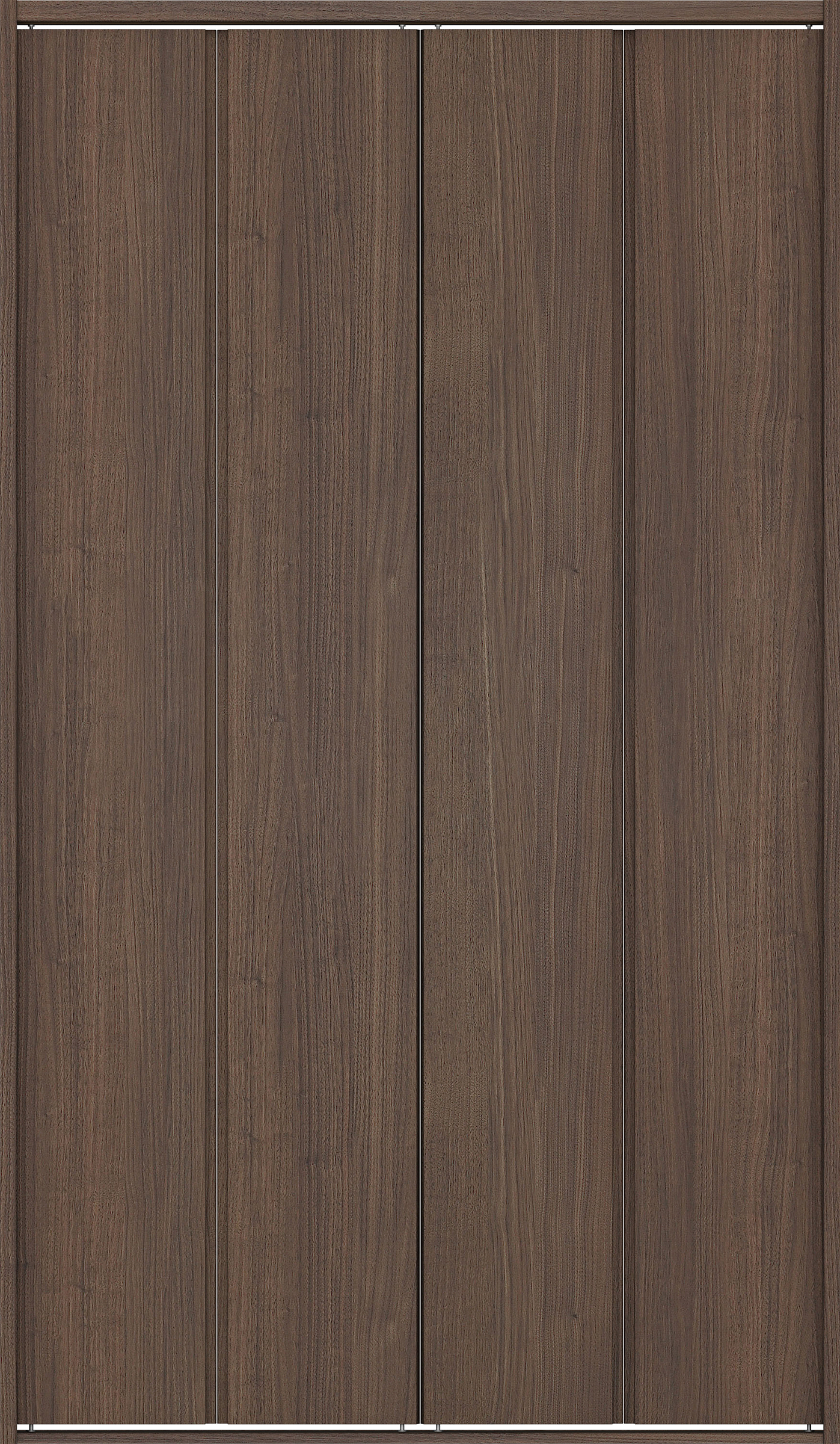 クローク収納　イエリア　折戸ユニット　ハンドルレス縦木目タイプ　ウッド扉　四方枠（固定枠）　セット　１３２０幅（１．５Ｍ間口）　２０４５高　〈ダルブラウン柄〉　ハンドルレス