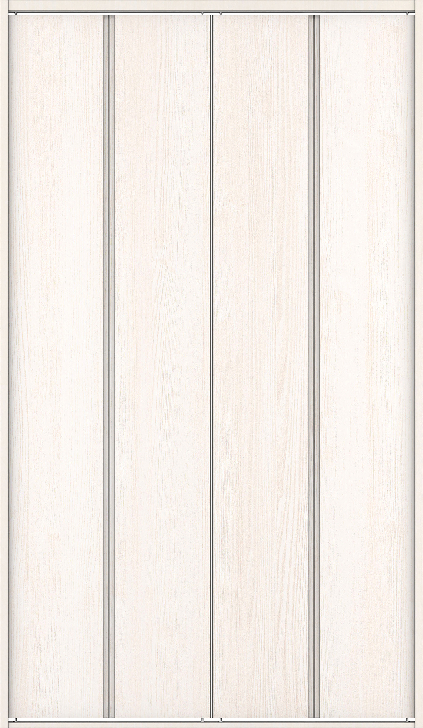 クローク収納　イエリア　折戸ユニット　ハンドルレス縦木目タイプ　ウッド扉　四方枠（固定枠）　セット　１３２０幅（１．５Ｍ間口）　２０４５高　〈ネオホワイト柄〉　ハンドルレス