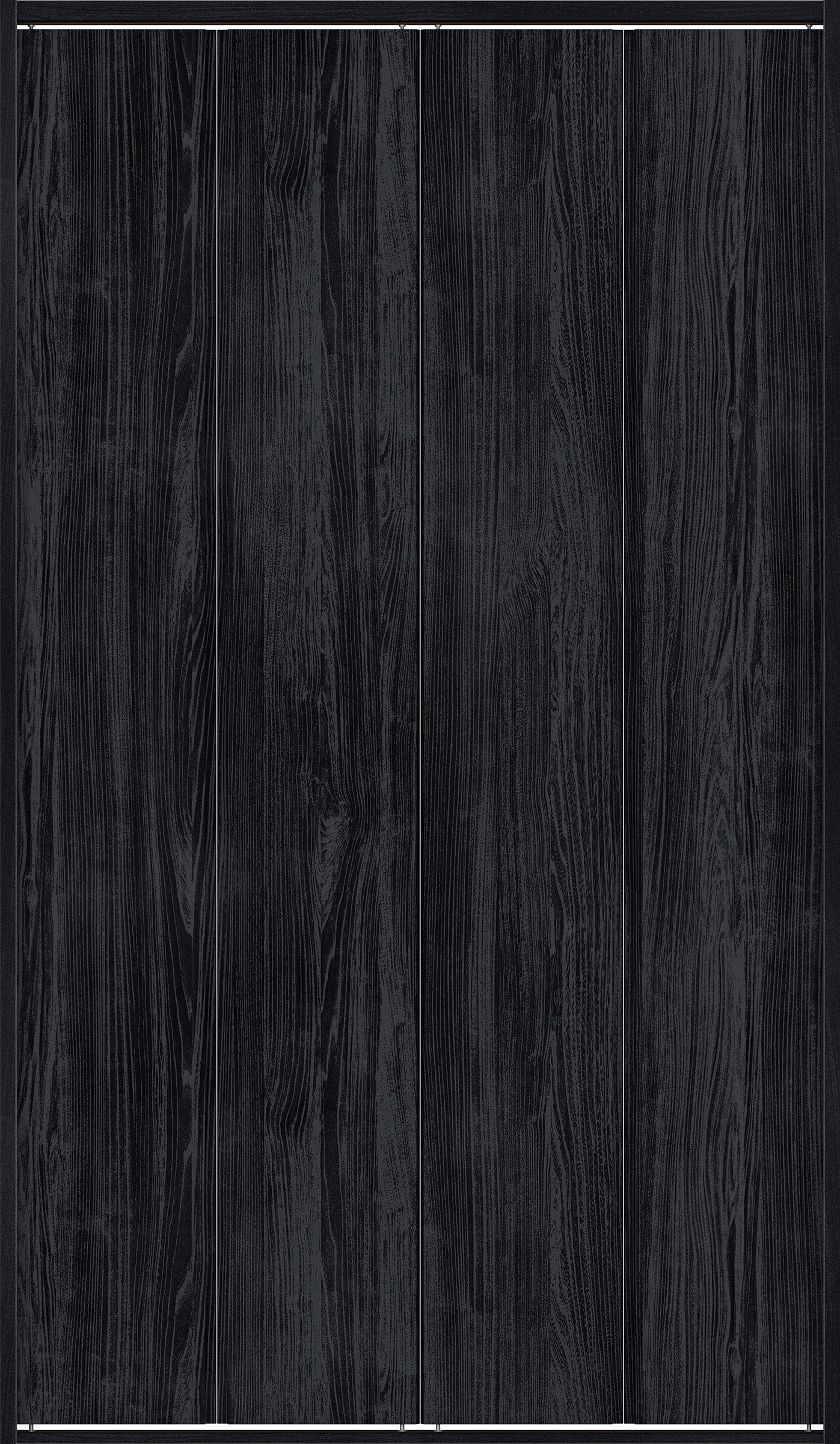 クローク収納　イエリア　折戸ユニット　ハンドルレス縦木目タイプ　ウッド扉　四方枠（固定枠）　セット　１３２０幅（１．５Ｍ間口）　２０４５高　〈モスブラック柄〉　ハンドルレス