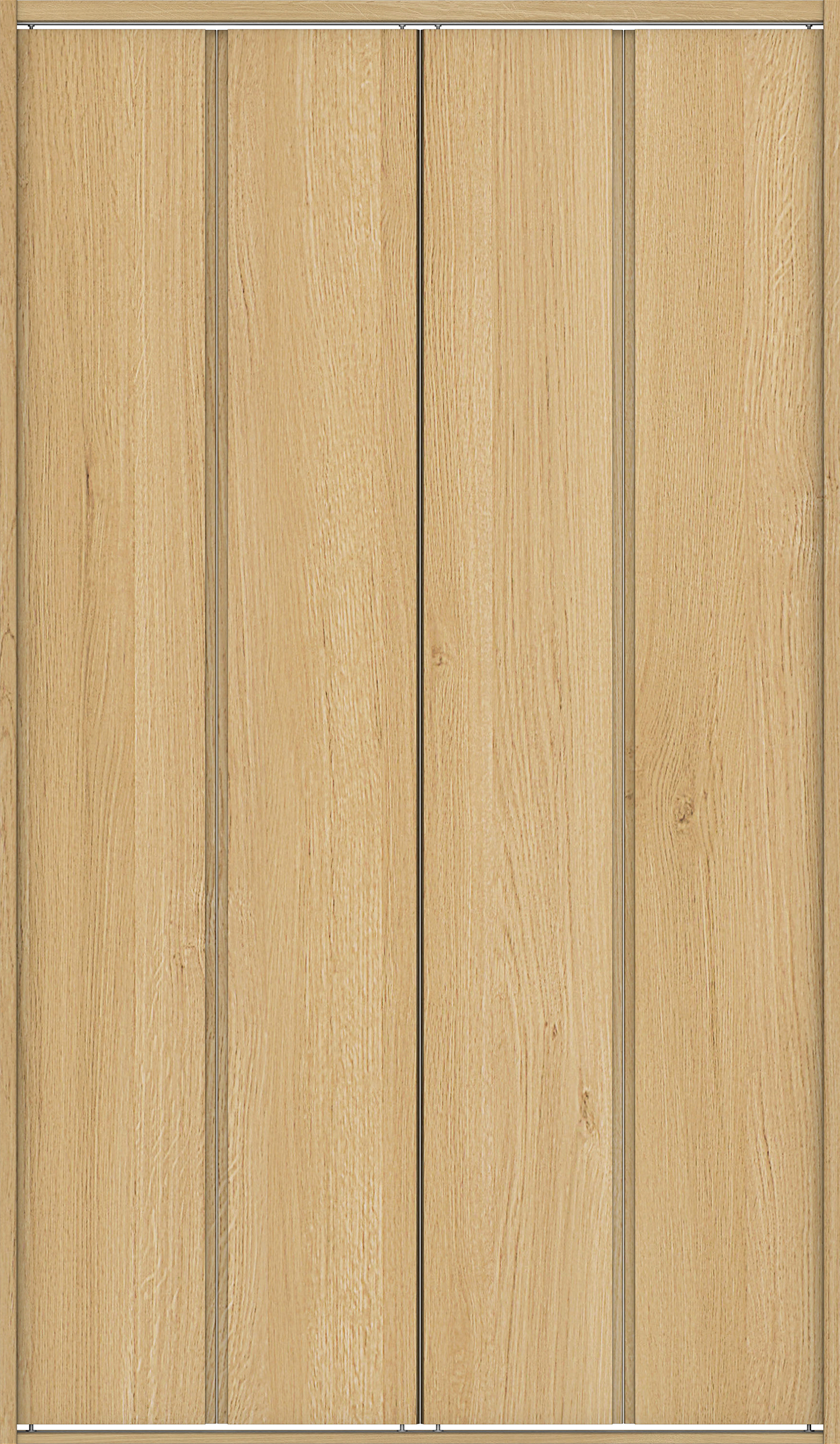 クローク収納　イエリア　折戸ユニット　ハンドルレス縦木目タイプ　ウッド扉　四方枠（固定枠）　セット　１３２０幅（１．５Ｍ間口）　２０４５高　〈ライトオーカー柄〉　ハンドルレス