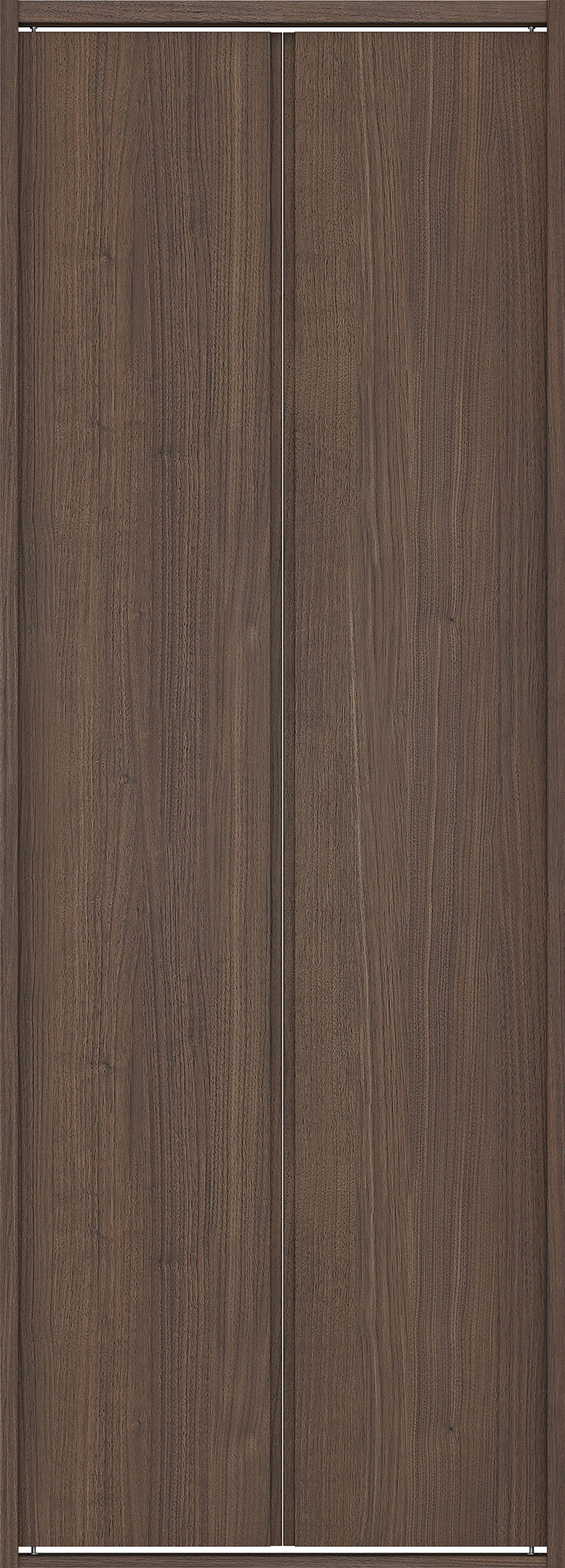 クローク収納　イエリア　折戸ユニット　ハンドルレス縦木目タイプ　ウッド扉　四方枠（固定枠）　セット　８２０幅（１Ｍ間口）　２０４５高　〈ダルブラウン柄〉　ハンドルレス