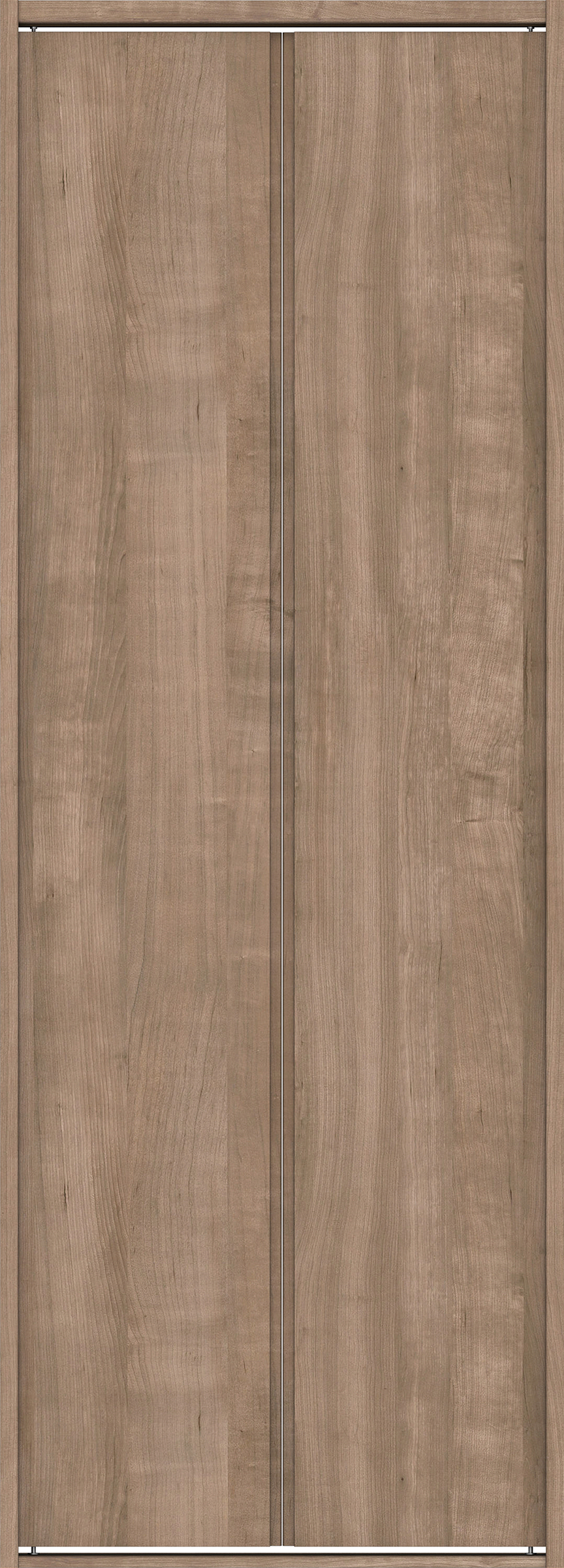 クローク収納　イエリア　折戸ユニット　ハンドルレス縦木目タイプ　ウッド扉　四方枠（固定枠）　セット　８２０幅（１Ｍ間口）　２０４５高　〈トープグレー柄〉　ハンドルレス