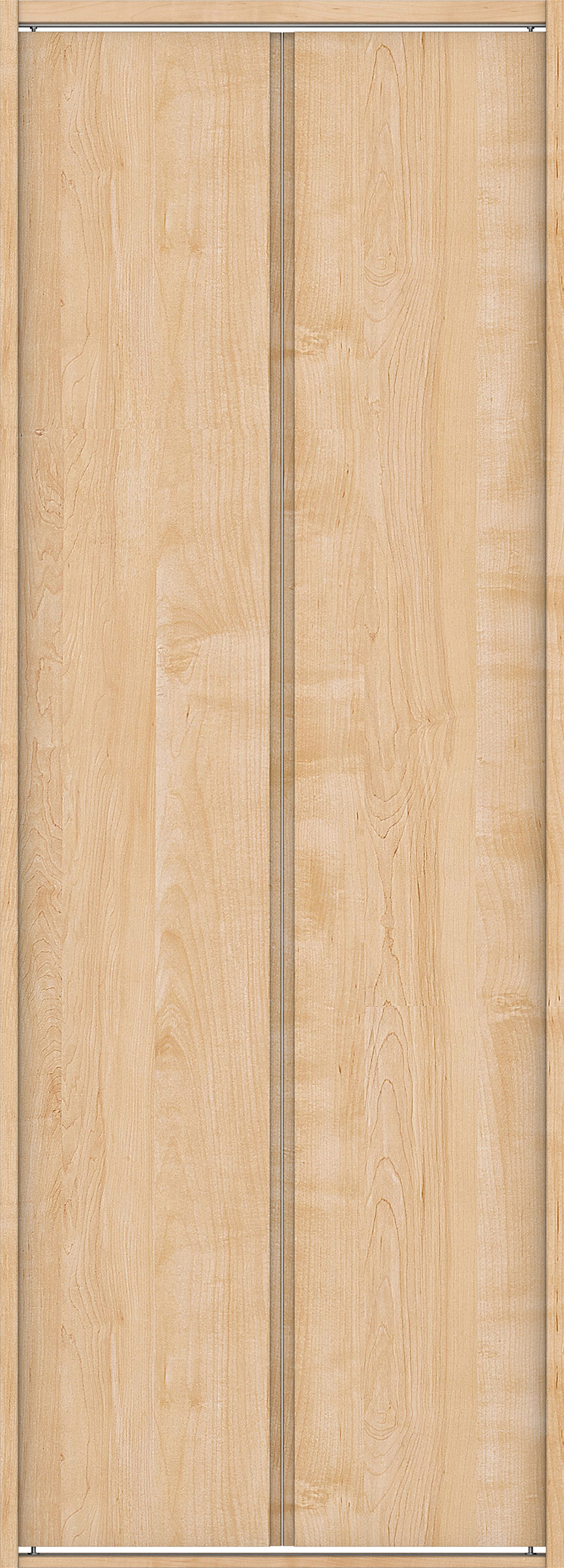 クローク収納　イエリア　折戸ユニット　ハンドルレス縦木目タイプ　ウッド扉　四方枠（固定枠）　セット　８２０幅（１Ｍ間口）　２０４５高　〈ミルベージュ柄〉　ハンドルレス