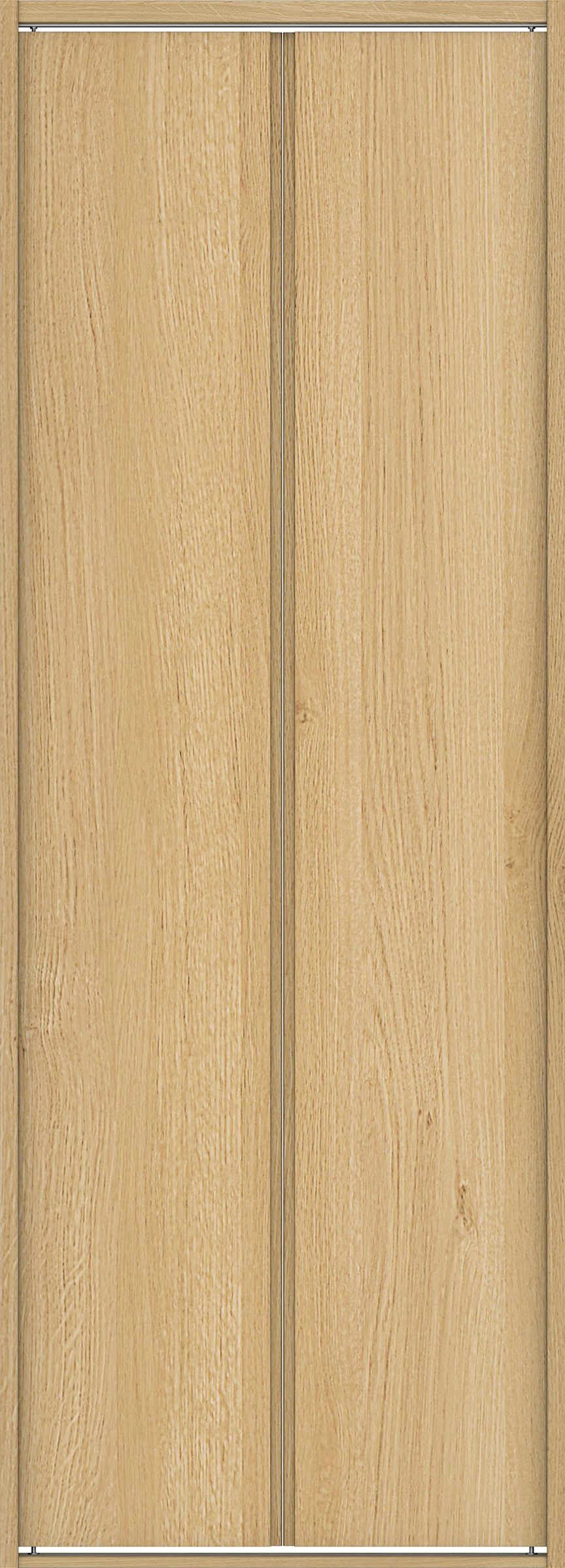 クローク収納　イエリア　折戸ユニット　ハンドルレス縦木目タイプ　ウッド扉　四方枠（固定枠）　セット　８２０幅（１Ｍ間口）　２０４５高　〈ライトオーカー柄〉　ハンドルレス