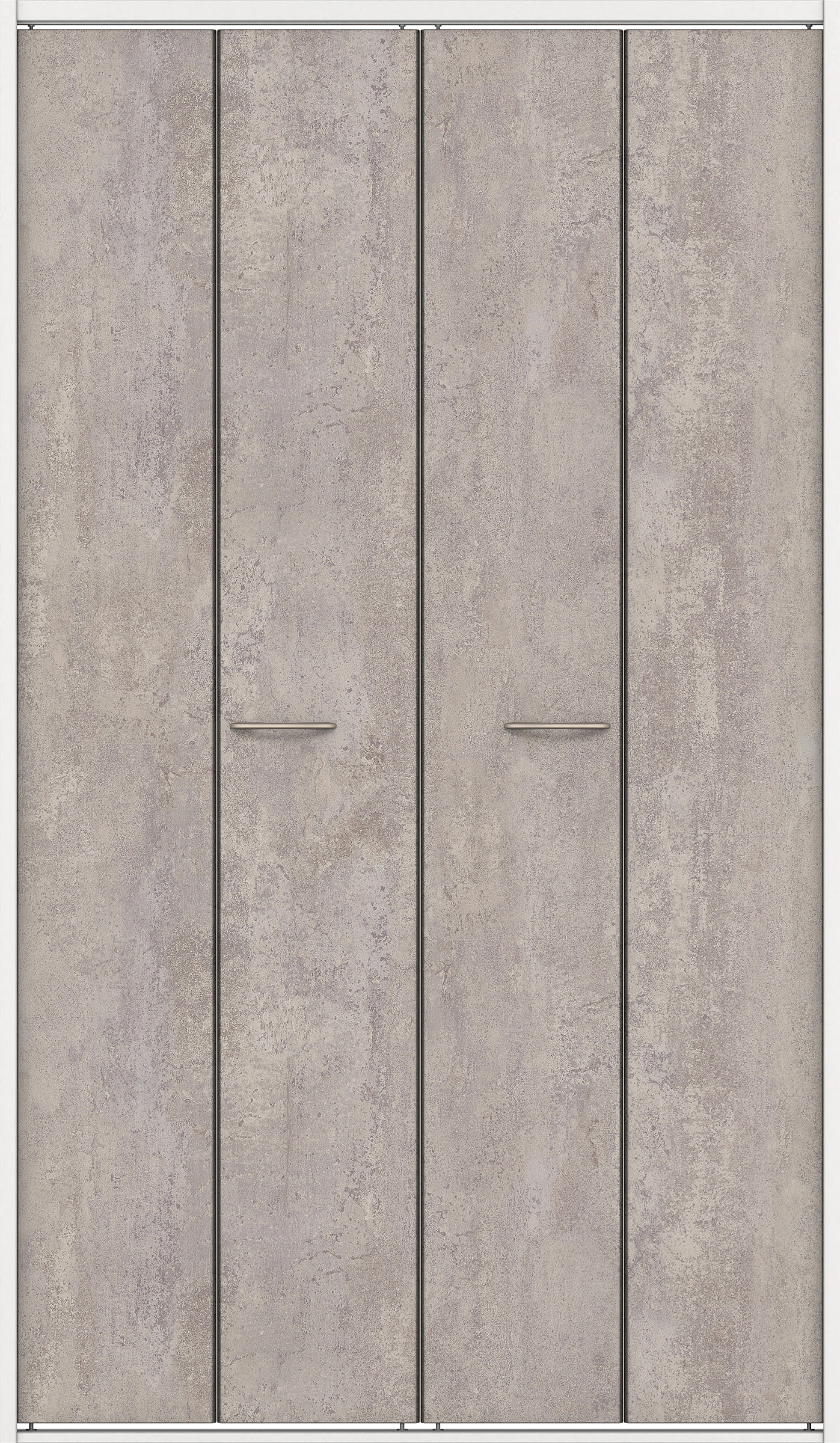 クローク収納　イエリア　折戸ユニット　フラットタイプ　パネル扉　四方枠（固定枠）　セット　１１９０幅（４．５尺間口）　２０４５高　〈コンクリートグレー柄〉　ハンドル角型〈鏡面クローム仕上げ〉