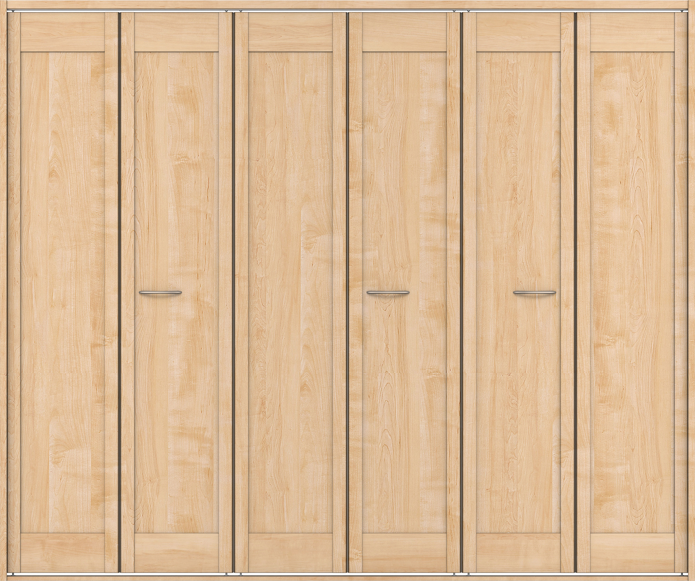 クローク収納　イエリア　折戸ユニット　カマチタイプ　ウッド扉　四方枠（固定枠）　セット　２４５０幅（９尺間口）　２０４５高　〈ミルベージュ柄〉　ハンドルラウンド型〈Ｔシルバー色〉