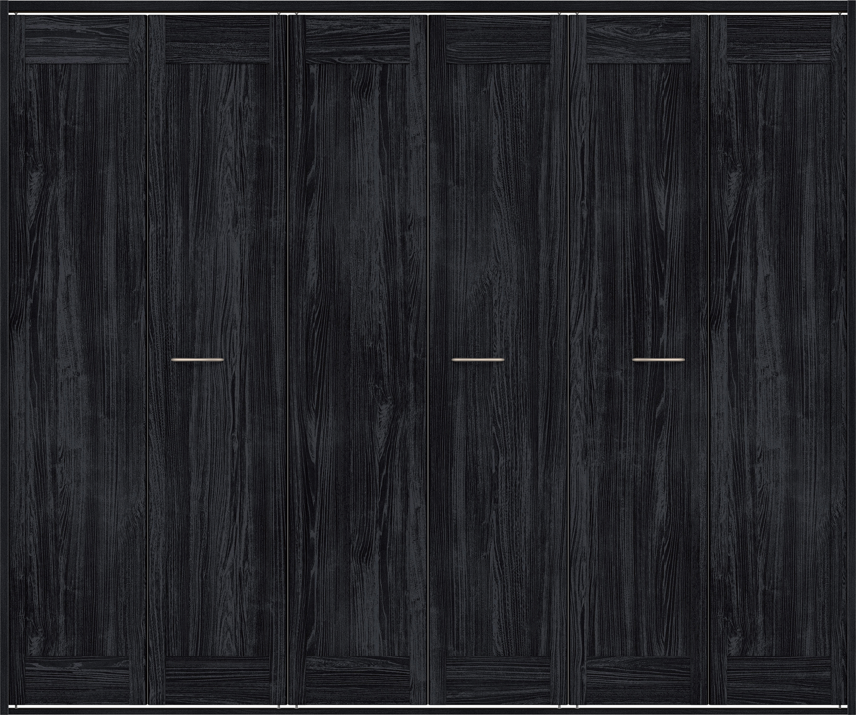 クローク収納　イエリア　折戸ユニット　カマチタイプ　ウッド扉　四方枠（固定枠）　セット　２４５０幅（９尺間口）　２０４５高　〈モスブラック柄〉　ハンドルラウンド型〈Ｔシルバー色〉