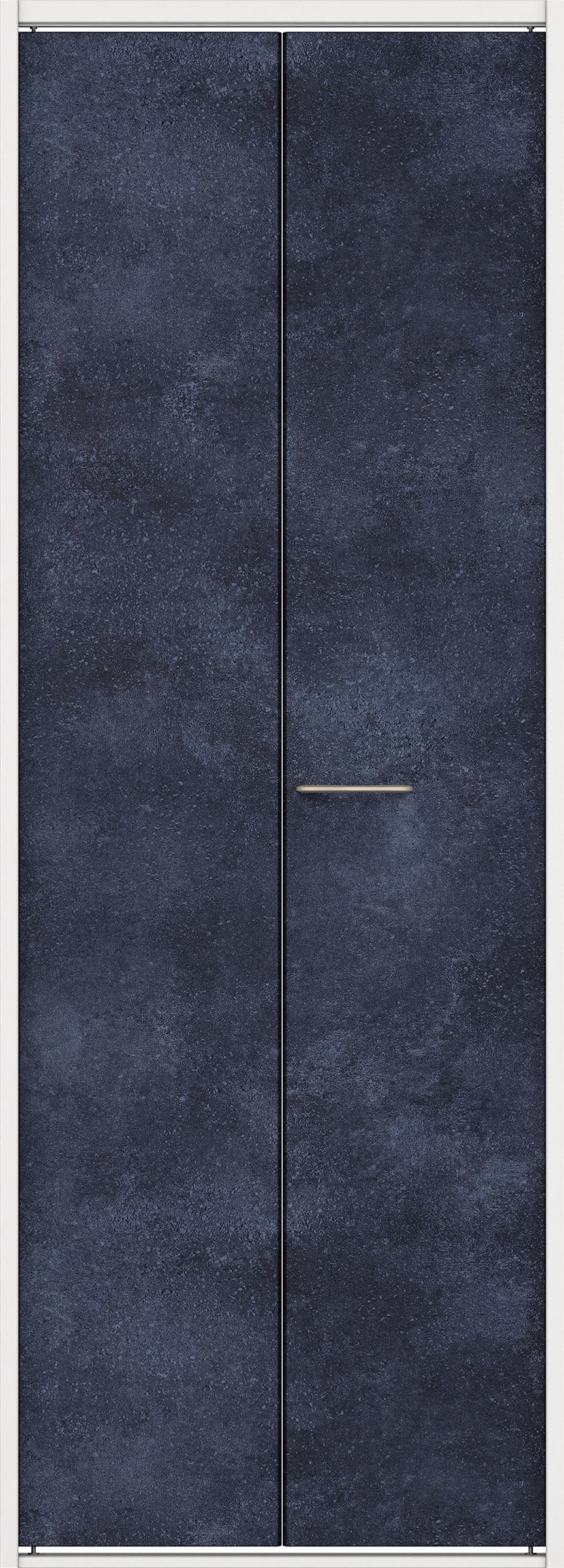 クローク収納　イエリア　折戸ユニット　フラットタイプ　パネル扉　四方枠（固定枠）　セット　７３５幅（３尺間口）　２０４５高　〈コバルトブルー柄〉　ハンドル角型〈Ｔシルバー色〉