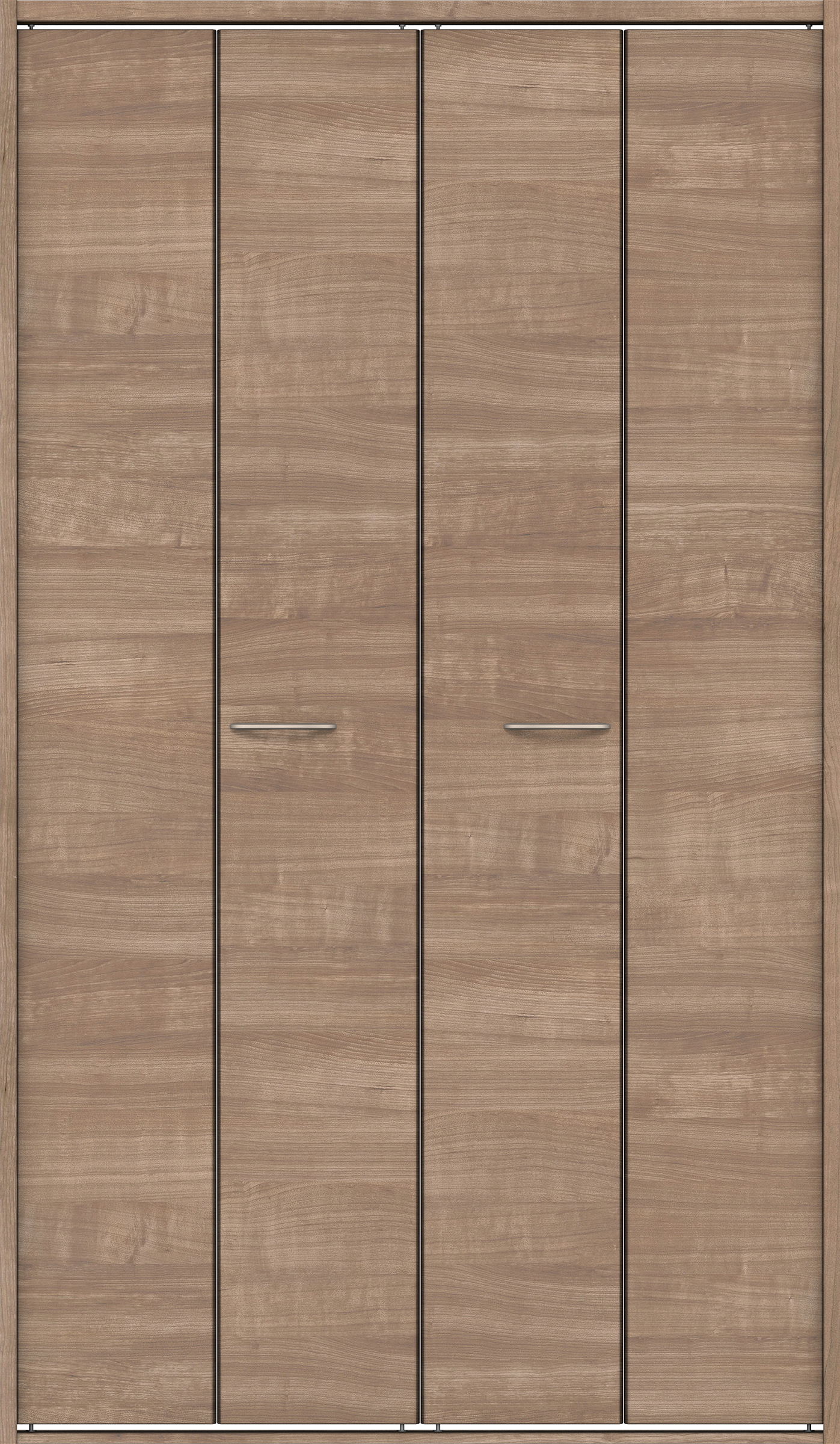 クローク収納　イエリア　折戸ユニット　フラット横木目タイプ　ウッド扉　四方枠（固定枠）　セット　１３２０幅（１．５Ｍ間口）　２０４５高　〈トープグレー柄〉　ハンドルラウンド型〈Ｔシルバー色〉