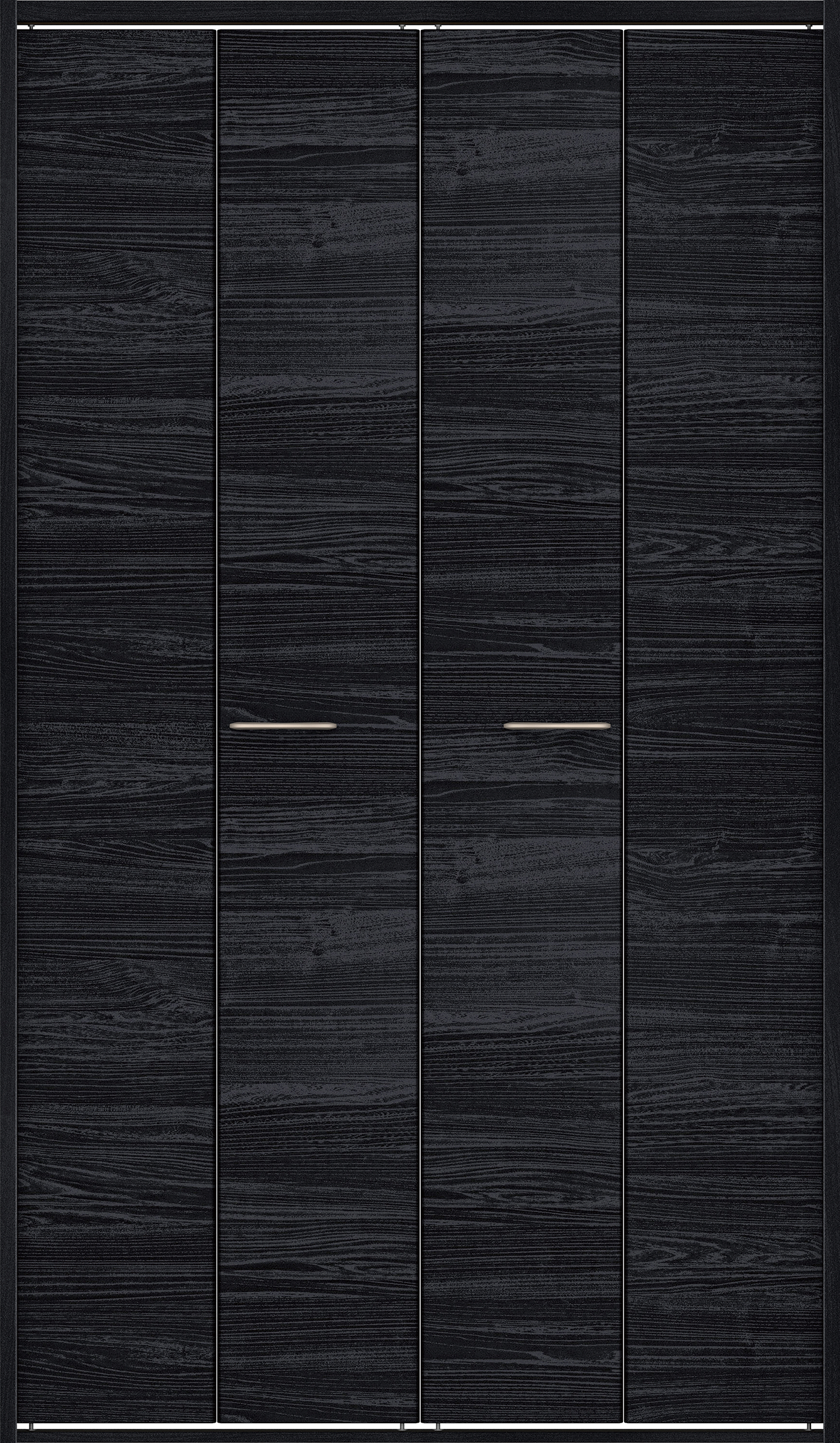 クローク収納　イエリア　折戸ユニット　フラット横木目タイプ　ウッド扉　四方枠（固定枠）　セット　１１９０幅（４．５尺間口）　２０４５高　〈モスブラック柄〉　ハンドルラウンド型〈Ｔシルバー色〉