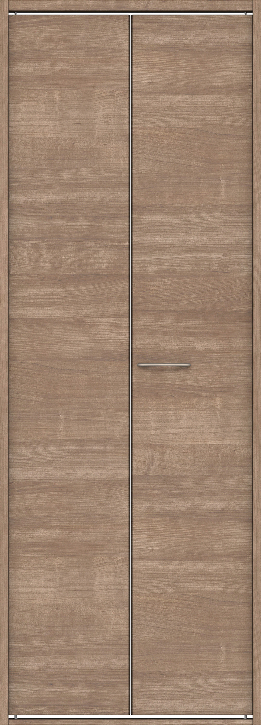 クローク収納　イエリア　折戸ユニット　フラット横木目タイプ　ウッド扉　四方枠（固定枠）　セット　８２０幅（１Ｍ間口）　２０４５高　〈トープグレー柄〉　ハンドル角型〈ブラック色〉