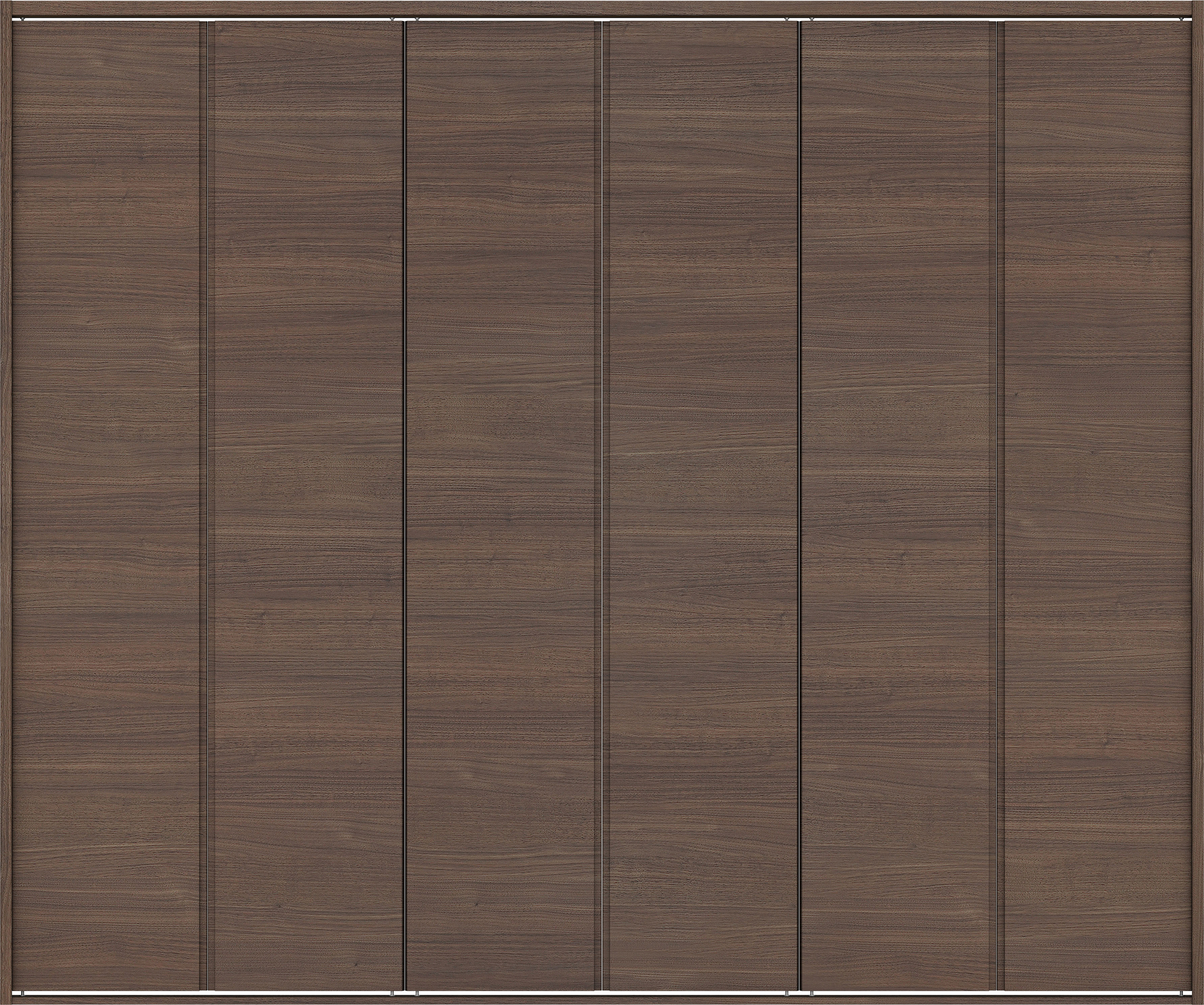 クローク収納　イエリア　折戸ユニット　ハンドルレス横木目タイプ　ウッド扉　四方枠（固定枠）　セット　２４５０幅（９尺間口）　２０４５高　〈ダルブラウン柄〉　ハンドルレス