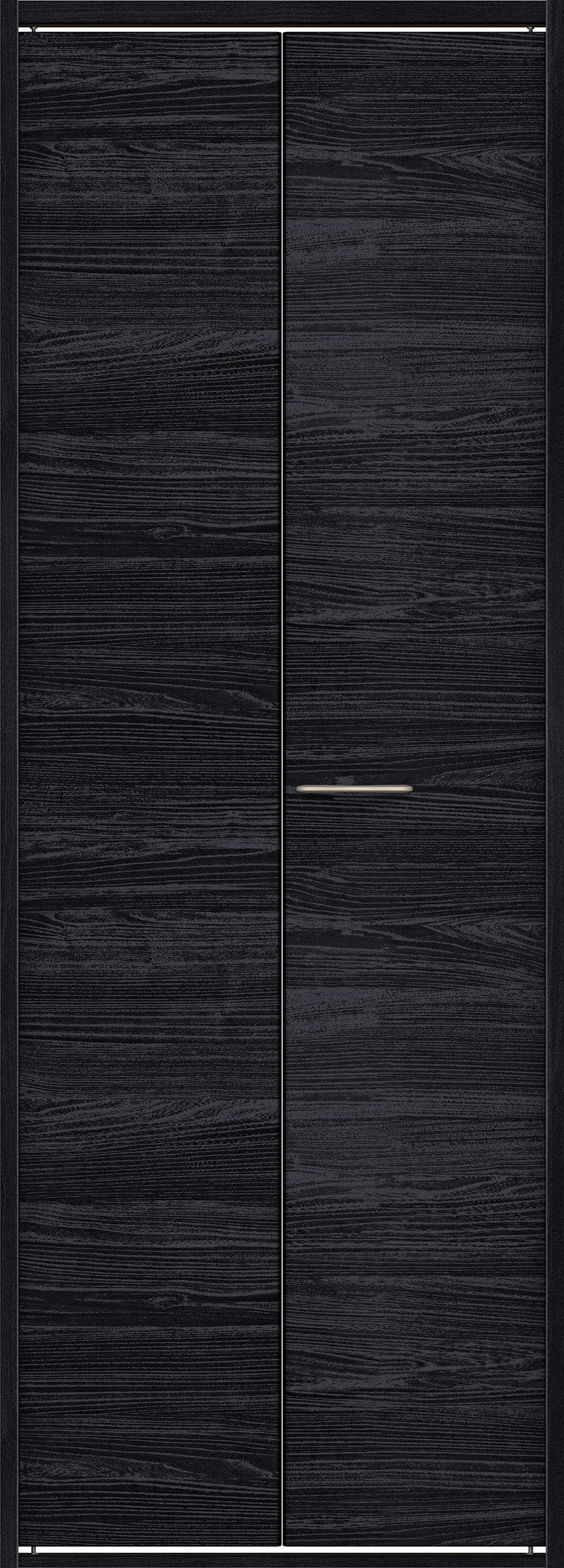 クローク収納　イエリア　折戸ユニット　フラット横木目タイプ　ウッド扉　四方枠（固定枠）　セット　８２０幅（１Ｍ間口）　２０４５高　〈モスブラック柄〉　ハンドルラウンド型〈Ｔシルバー色〉