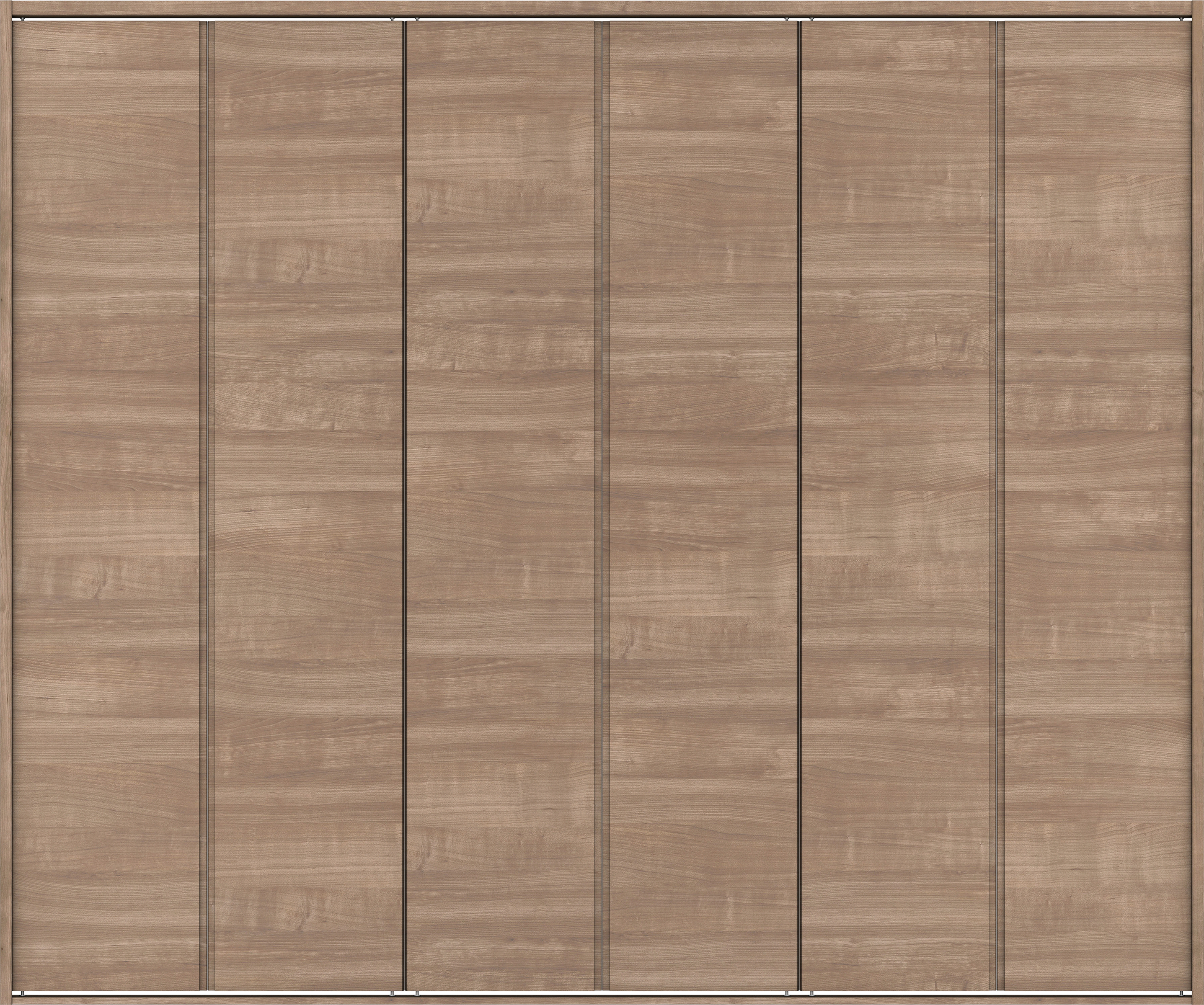 クローク収納　イエリア　折戸ユニット　ハンドルレス横木目タイプ　ウッド扉　四方枠（固定枠）　セット　２４５０幅（９尺間口）　２０４５高　〈トープグレー柄〉　ハンドルレス