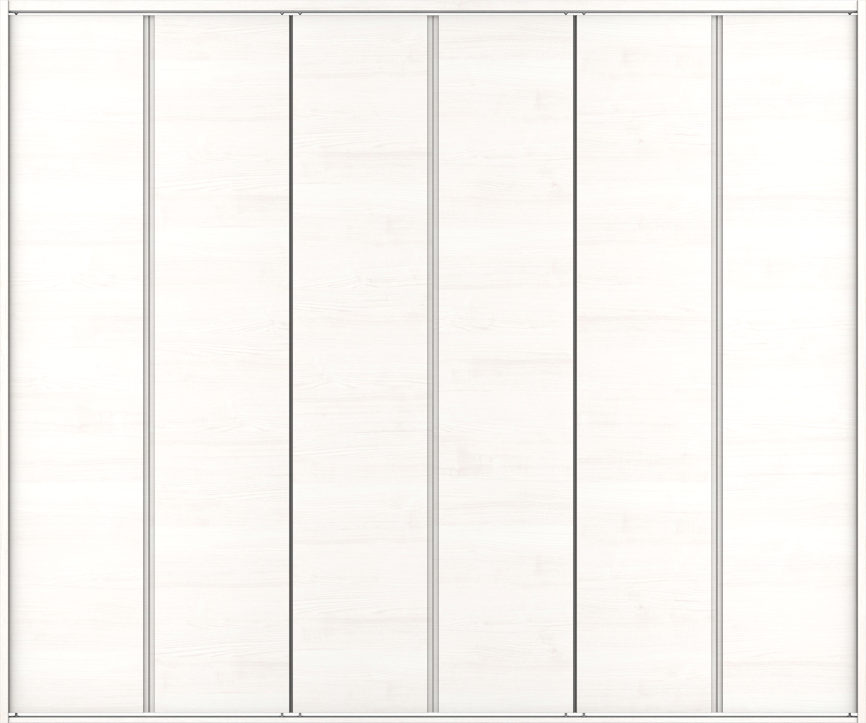 クローク収納　イエリア　折戸ユニット　ハンドルレス横木目タイプ　ウッド扉　四方枠（固定枠）　セット　２４５０幅（９尺間口）　２０４５高　〈ネオホワイト柄〉　ハンドルレス