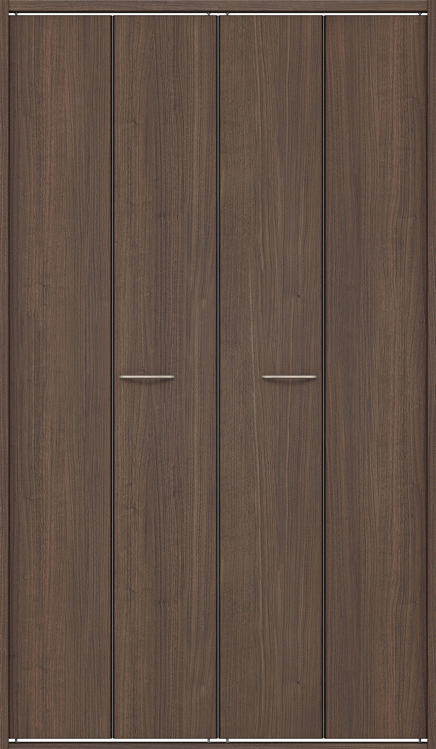 クローク収納　イエリア　折戸ユニット　フラット縦木目タイプ　ウッド扉　四方枠（固定枠）　セット　１３２０幅（１．５Ｍ間口）　２０４５高　〈ダルブラウン柄〉　ハンドル角型〈Ｔシルバー色〉