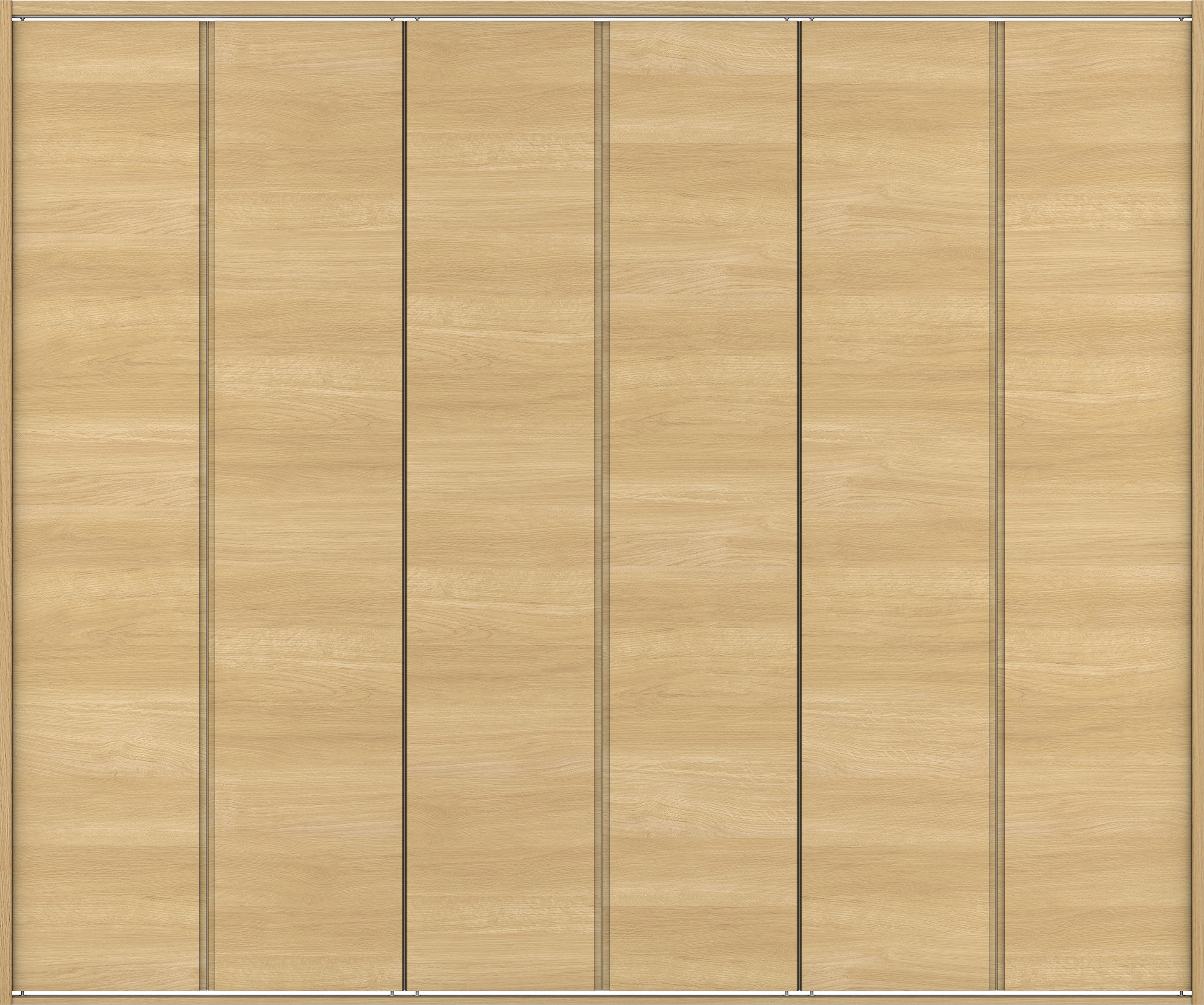 クローク収納　イエリア　折戸ユニット　ハンドルレス横木目タイプ　ウッド扉　四方枠（固定枠）　セット　２４５０幅（９尺間口）　２０４５高　〈ライトオーカー柄〉　ハンドルレス