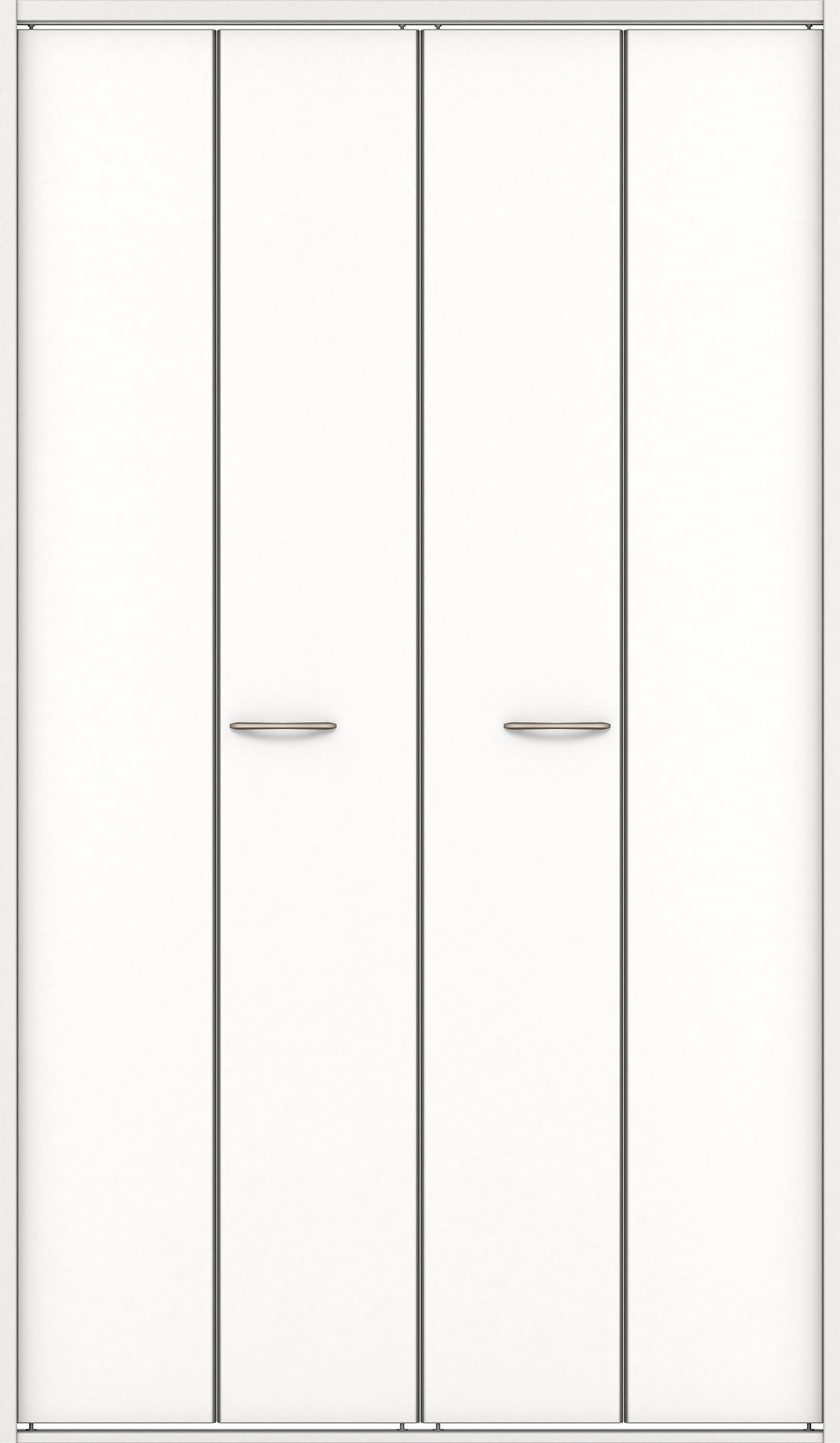 クローク収納　イエリア　折戸ユニット　フラット縦木目タイプ　ウッド扉　四方枠（固定枠）　セット　１１９０幅（４．５尺間口）　２０４５高　〈パウダーホワイト柄〉　ハンドルラウンド型〈Ｔシルバー色〉