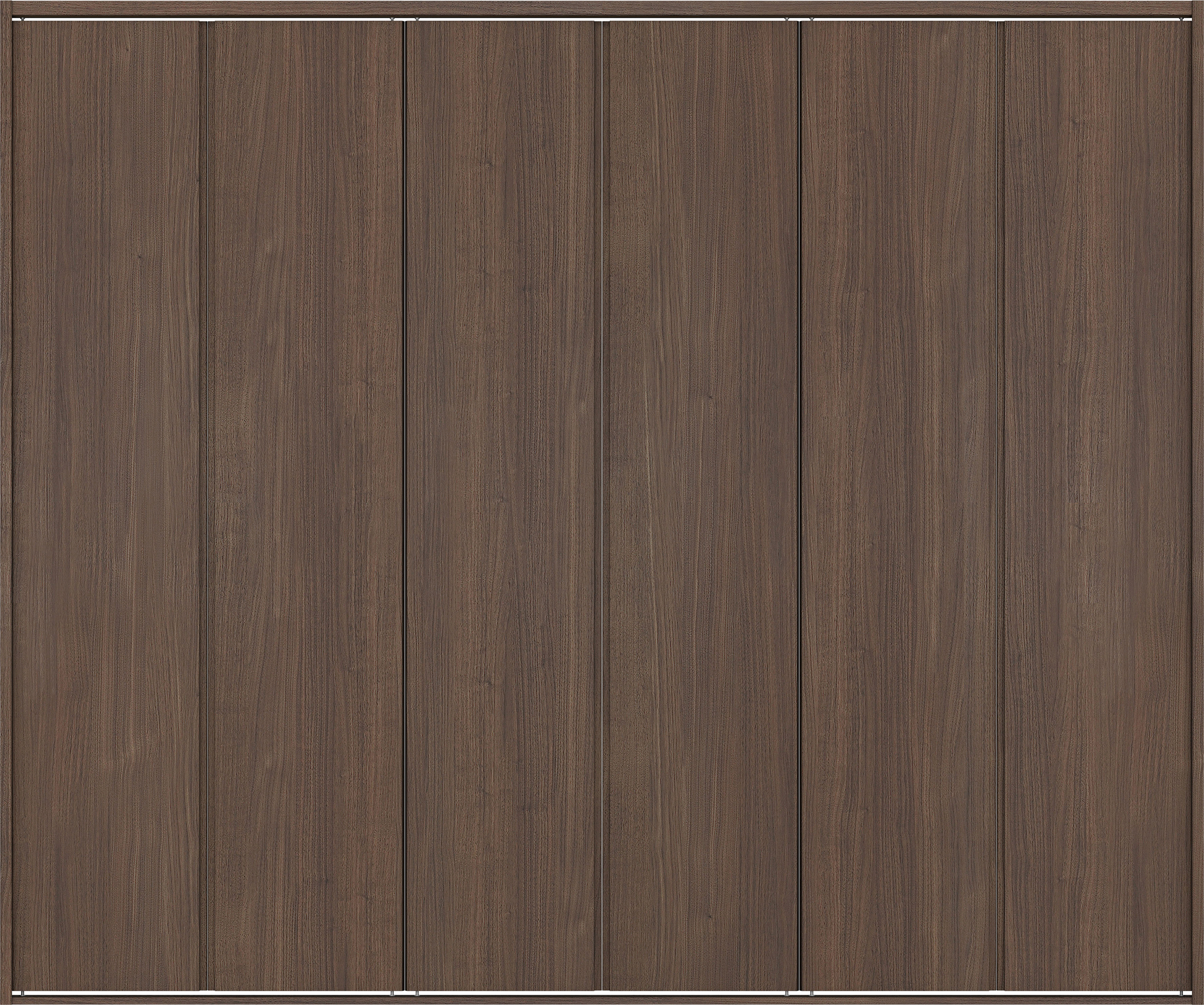 クローク収納　イエリア　折戸ユニット　ハンドルレス縦木目タイプ　ウッド扉　四方枠（固定枠）　セット　２４５０幅（９尺間口）　２０４５高　〈ダルブラウン柄〉　ハンドルレス