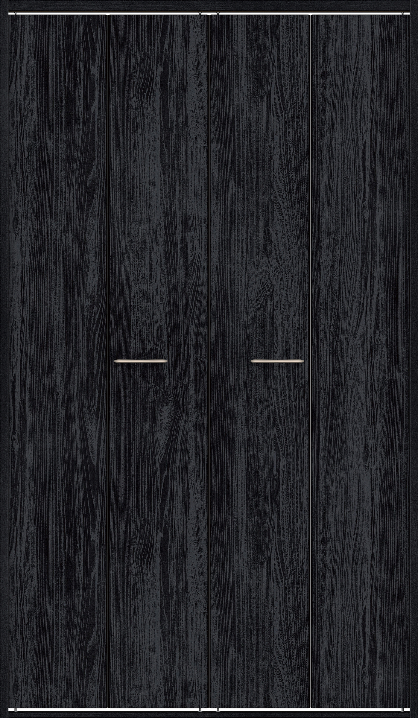 クローク収納　イエリア　折戸ユニット　フラット縦木目タイプ　ウッド扉　四方枠（固定枠）　セット　１１９０幅（４．５尺間口）　２０４５高　〈モスブラック柄〉　ハンドルラウンド型〈Ｔシルバー色〉