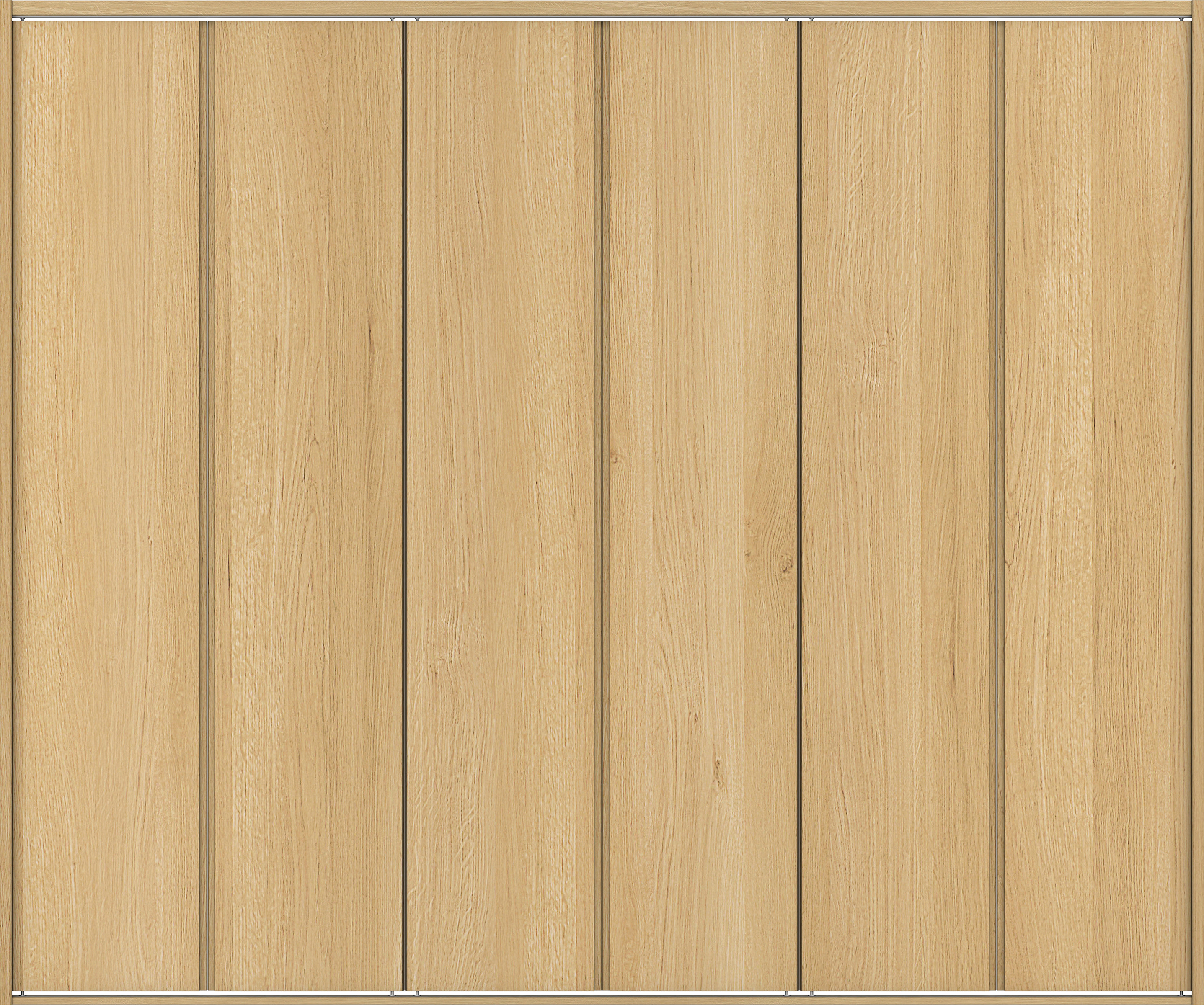 クローク収納　イエリア　折戸ユニット　ハンドルレス縦木目タイプ　ウッド扉　四方枠（固定枠）　セット　２４５０幅（９尺間口）　２０４５高　〈ライトオーカー柄〉　ハンドルレス