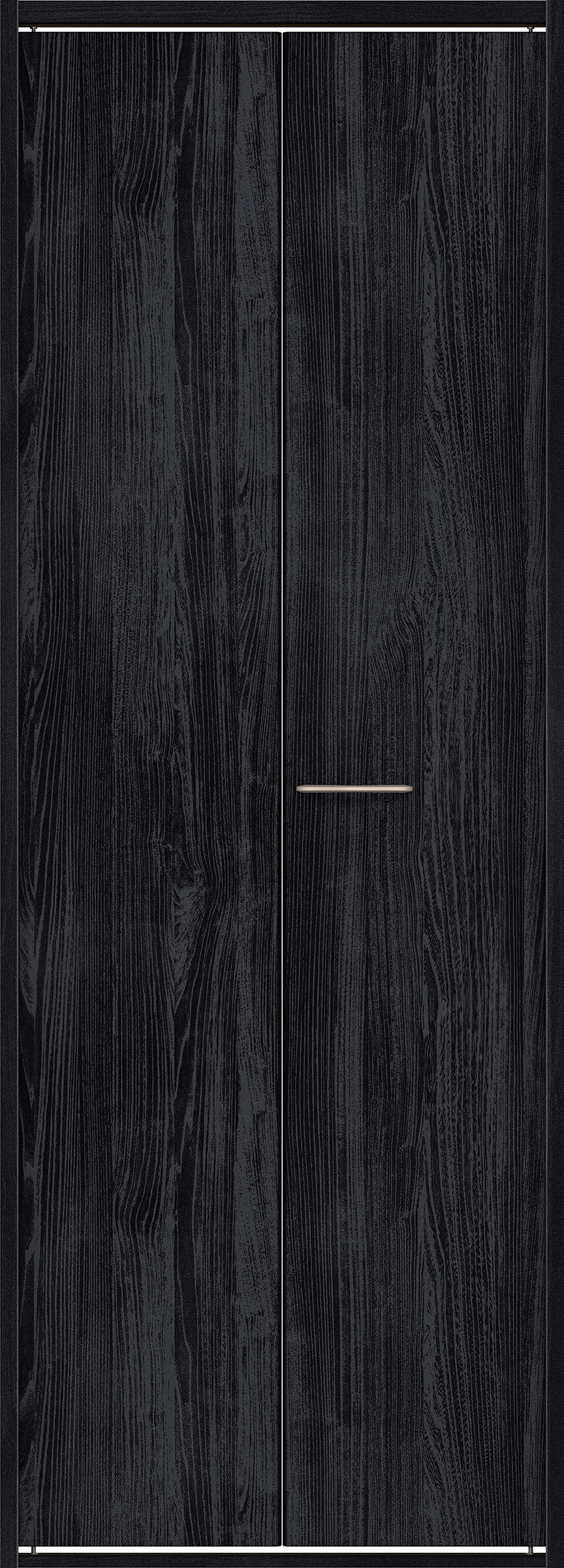 クローク収納　イエリア　折戸ユニット　フラット縦木目タイプ　ウッド扉　四方枠（固定枠）　セット　８２０幅（１Ｍ間口）　２０４５高　〈モスブラック柄〉　ハンドルラウンド型〈Ｔシルバー色〉