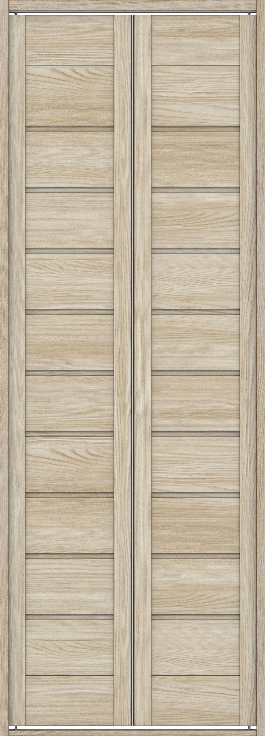 クローク収納　イエリア　折戸ユニット　通気タイプ　ウッド扉　四方枠（固定枠）　セット　７３５幅（３尺間口）　２０４５高　〈ソフトグレージュ柄〉　ハンドルレス