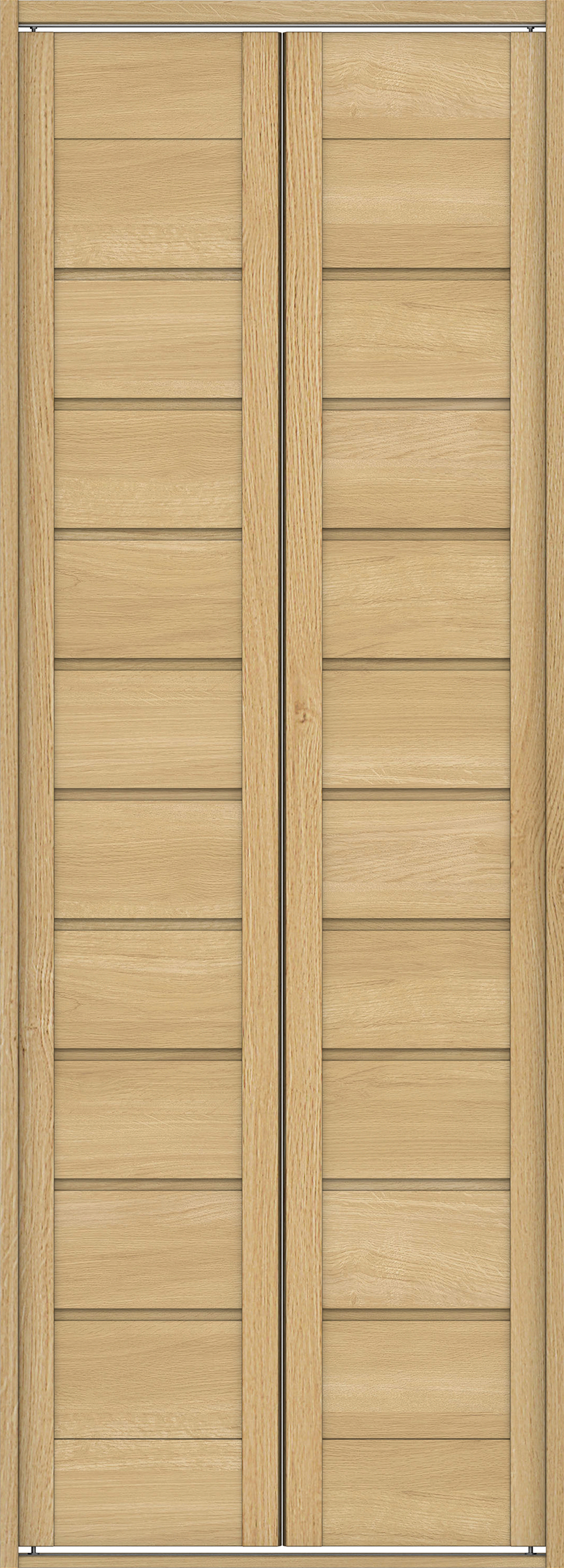 クローク収納　イエリア　折戸ユニット　通気タイプ　ウッド扉　四方枠（固定枠）　セット　７３５幅（３尺間口）　２０４５高　〈ライトオーカー柄〉　ハンドルレス