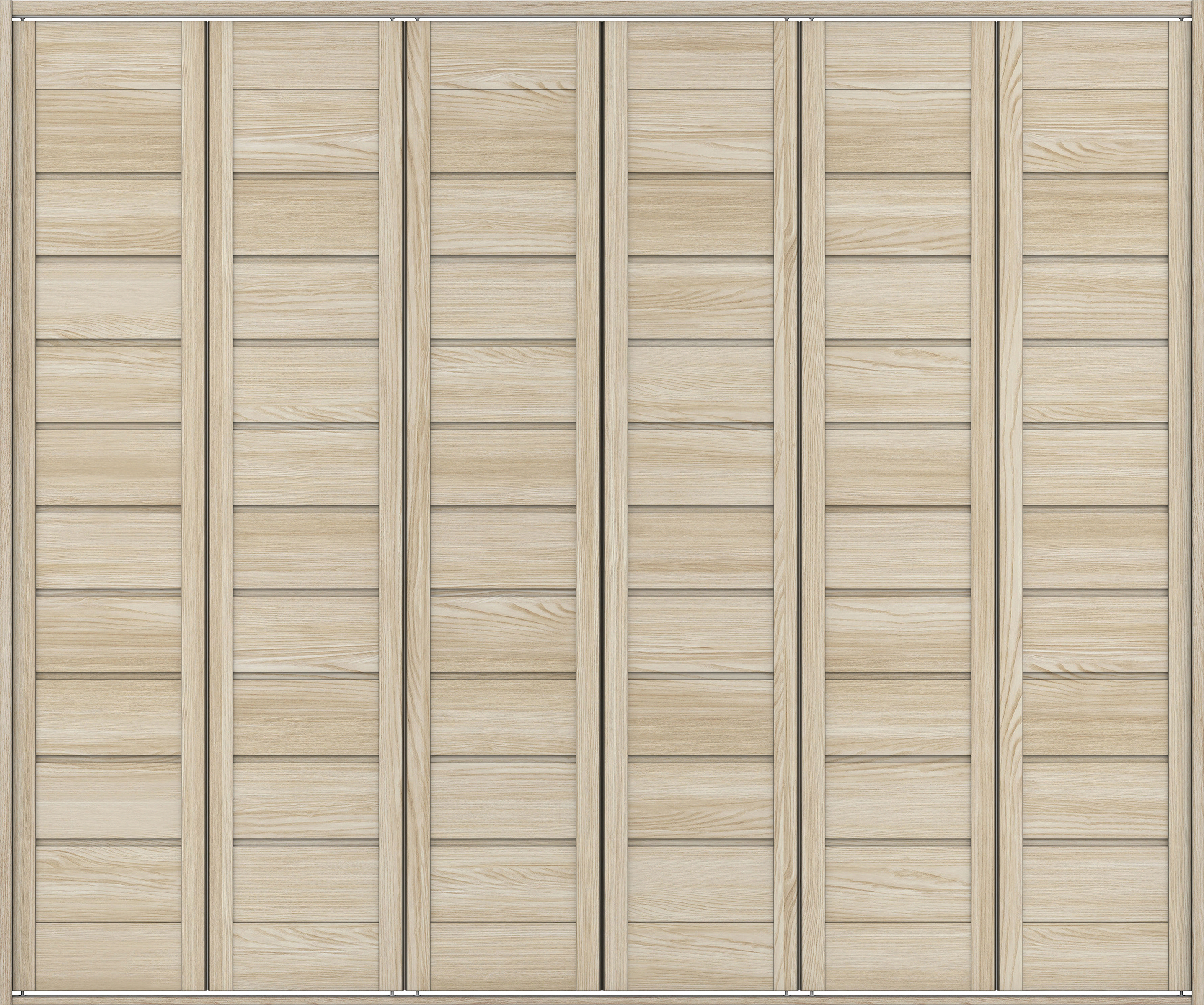 クローク収納　イエリア　折戸ユニット　通気タイプ　ウッド扉　四方枠（固定枠）　セット　２４５０幅（９尺間口）　２０４５高　〈ソフトグレージュ柄〉　ハンドルレス