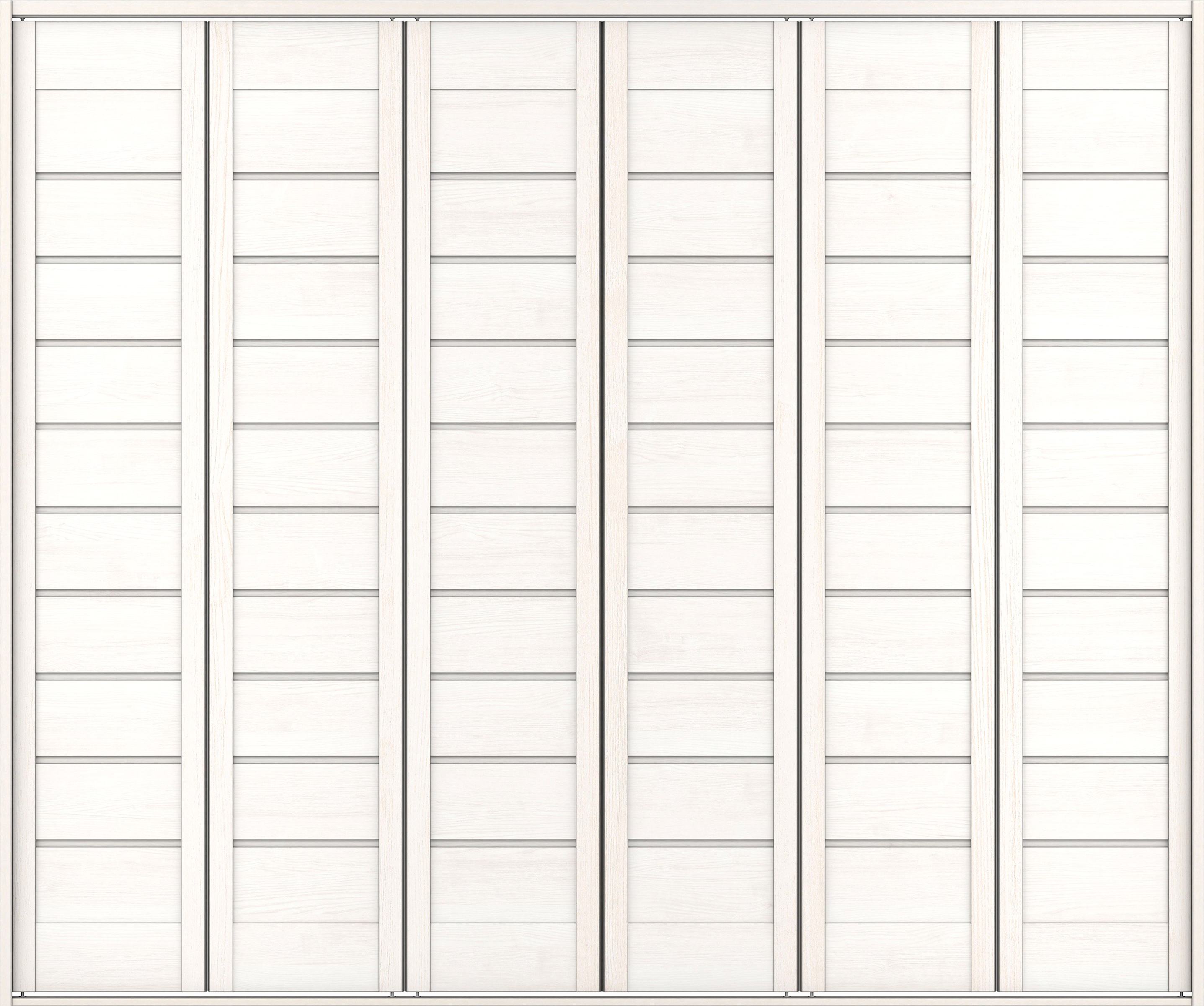 クローク収納　イエリア　折戸ユニット　通気タイプ　ウッド扉　四方枠（固定枠）　セット　２４５０幅（９尺間口）　２０４５高　〈ネオホワイト柄〉　ハンドルレス