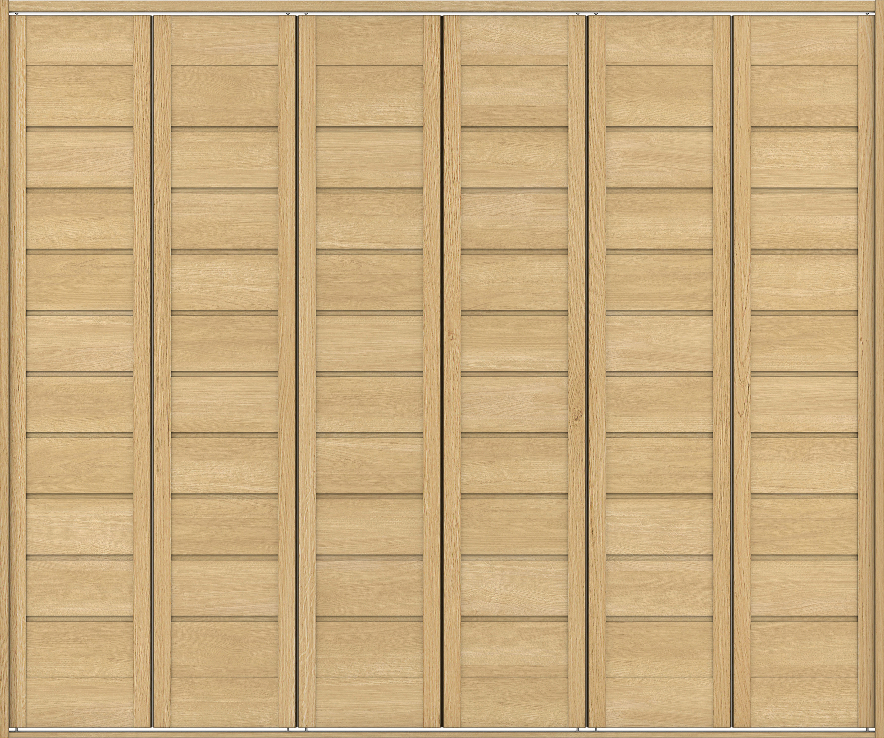 クローク収納　イエリア　折戸ユニット　通気タイプ　ウッド扉　四方枠（固定枠）　セット　２４５０幅（９尺間口）　２０４５高　〈ライトオーカー柄〉　ハンドルレス