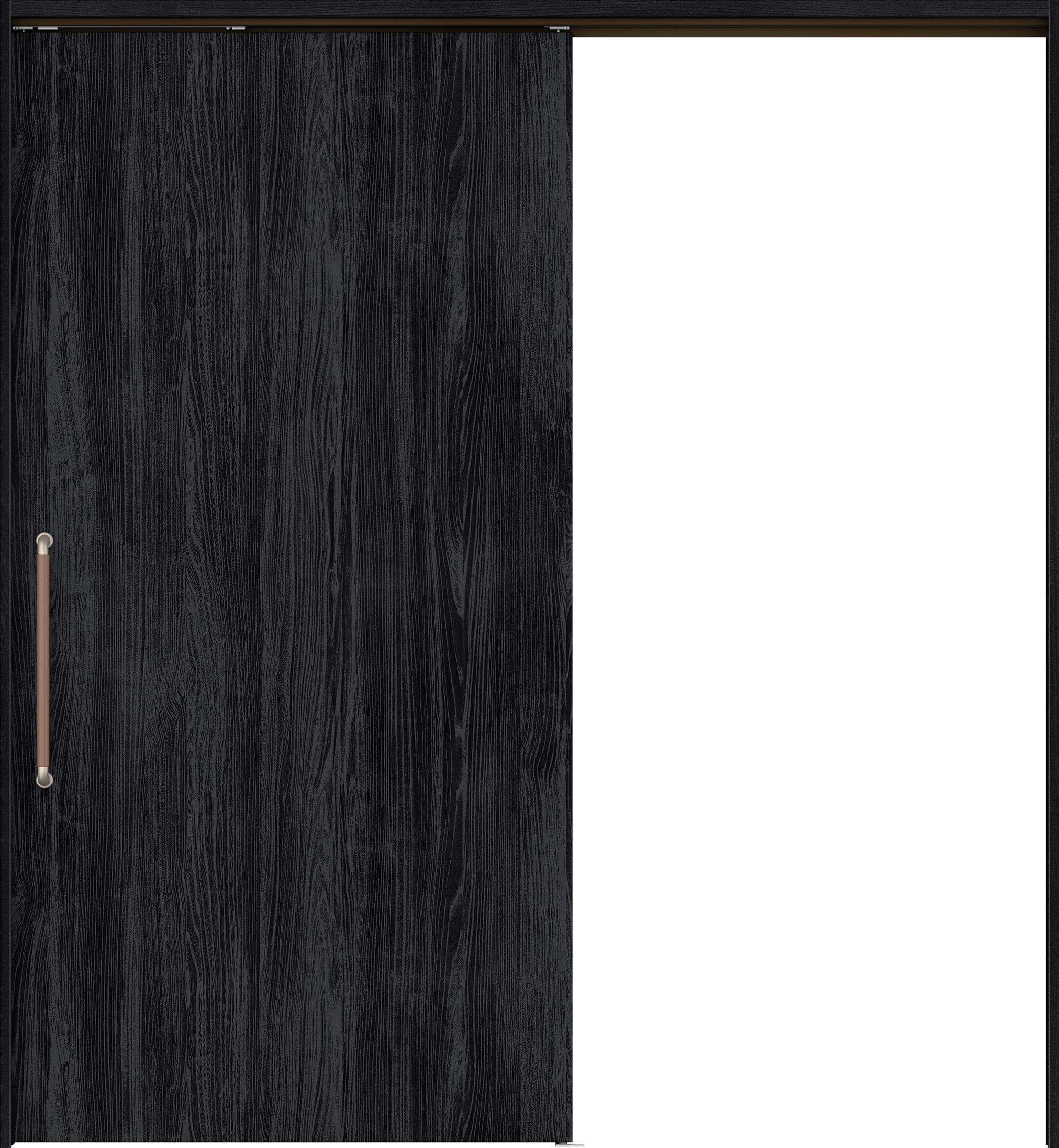 リビングドア　イエリア　巾広吊戸・片引　扉セット　００デザイン　１８７５幅用　２０００高　〈モスブラック柄〉　左右兼用　錠なし　にぎりバー　ラクラクローズ付用