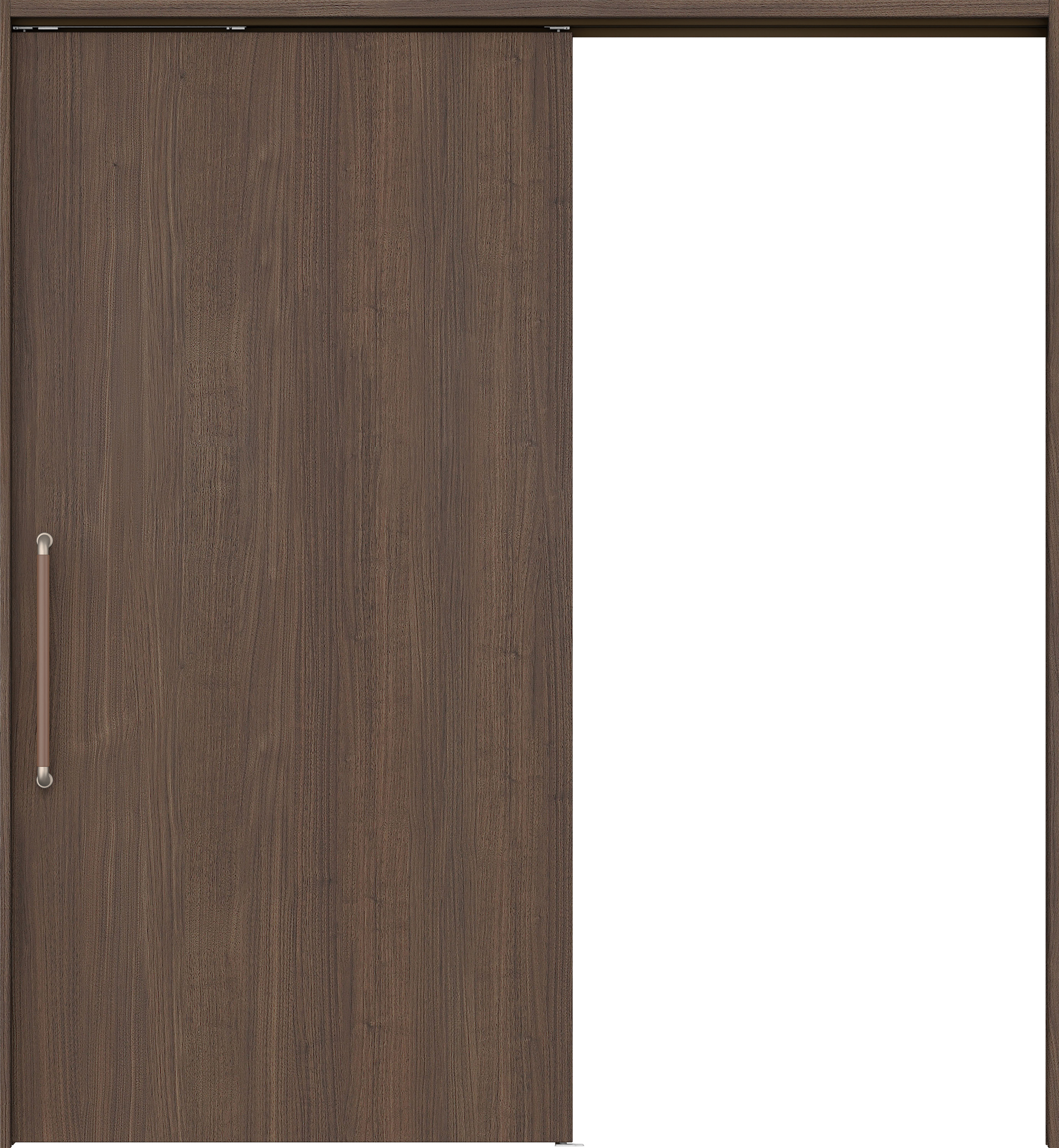 リビングドア　イエリア　巾広吊戸・片引　扉セット　００デザイン　１８７５幅用　２０００高　〈ダルブラウン柄〉　左右兼用　錠なし　にぎりバー　ラクラクローズ付用