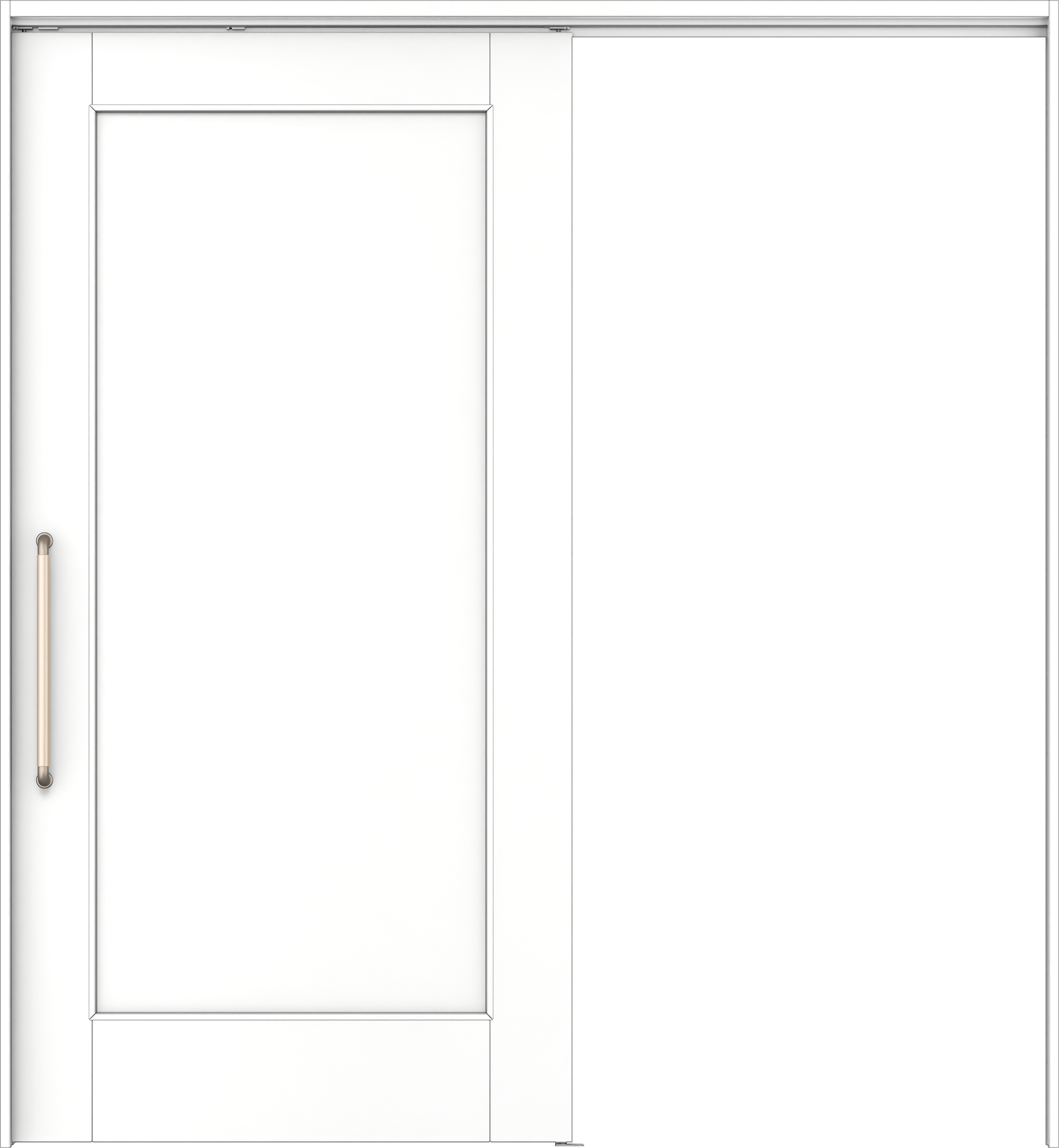 リビングドア　イエリア　巾広吊戸・片引　扉セット　０１デザイン　１８７５幅用　２０００高　〈パウダーホワイト柄〉　左右兼用　錠なし　にぎりバー　ラクラクローズ付用