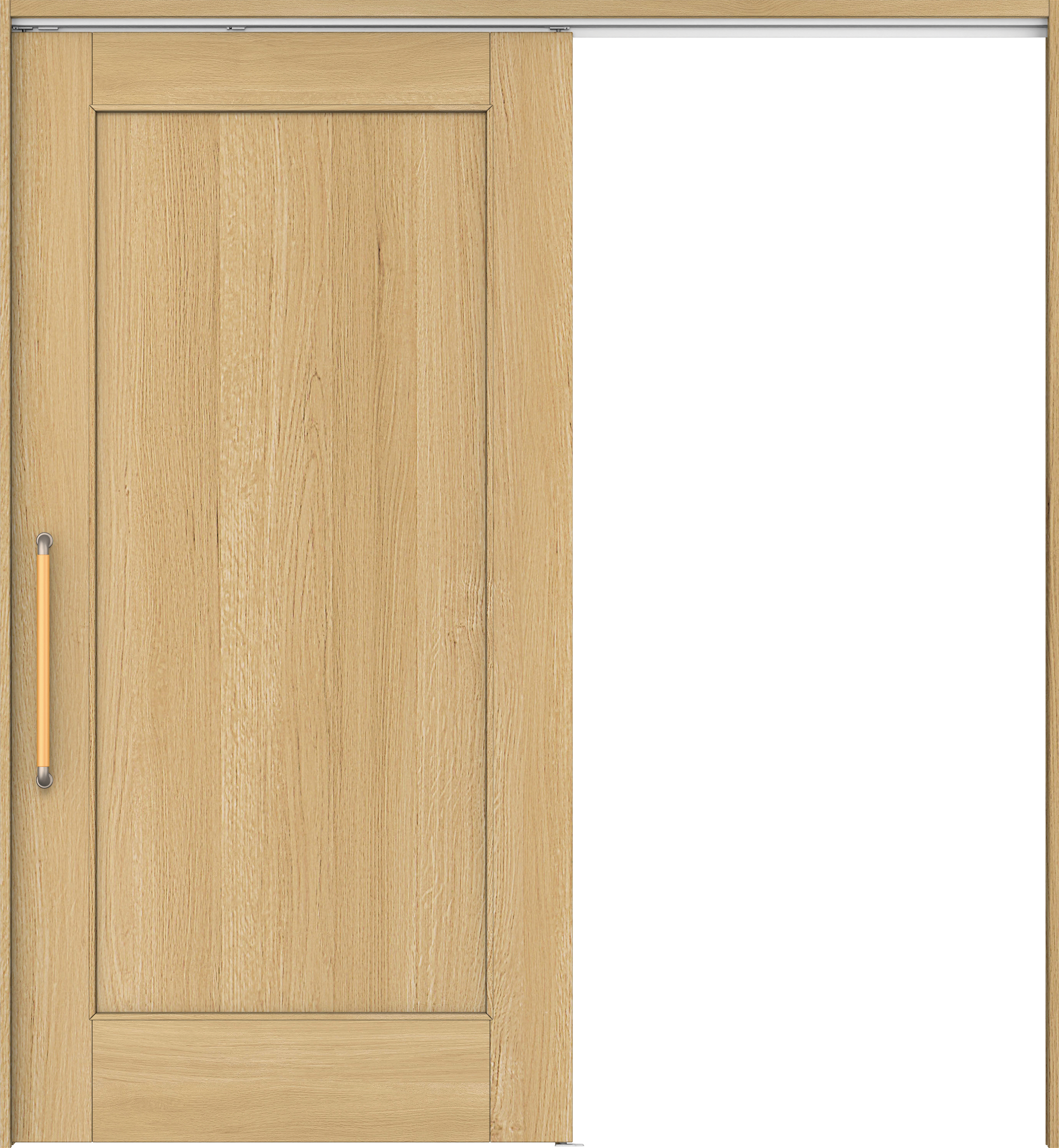 リビングドア　イエリア　巾広吊戸・片引　扉セット　０１デザイン　１８７５幅用　２０００高　〈ライトオーカー柄〉　左右兼用　錠なし　にぎりバー　ラクラクローズ付用