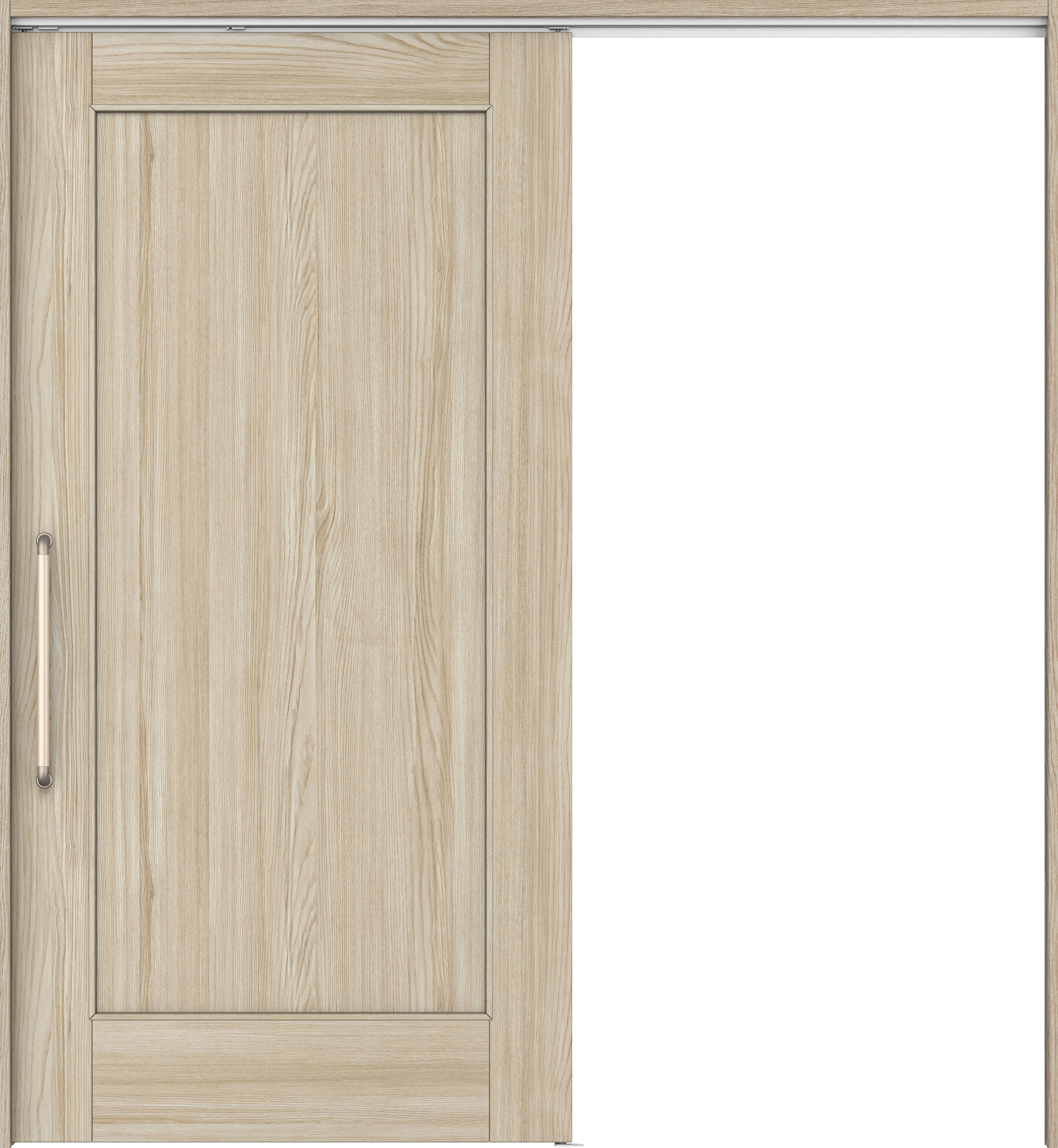 リビングドア　イエリア　巾広吊戸・片引　扉セット　０１デザイン　１８７５幅用　２０００高　〈ソフトグレージュ柄〉　左右兼用　錠なし　にぎりバー　ラクラクローズ付用