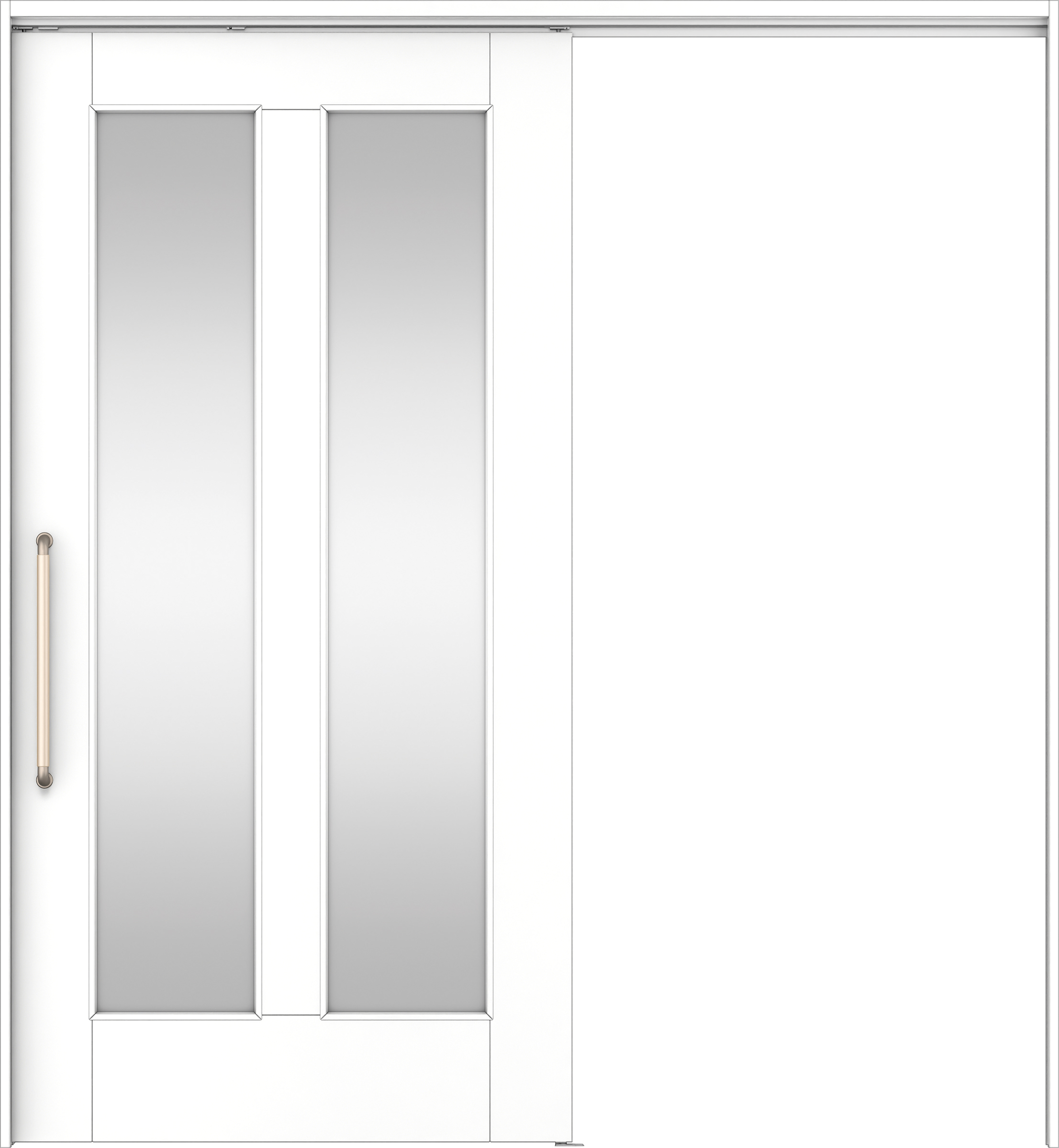 リビングドア　イエリア　巾広吊戸・片引　扉セット　０６デザイン　１８７５幅用　２０００高　〈パウダーホワイト柄〉　左右兼用　錠なし　にぎりバー　ラクラクローズ付用