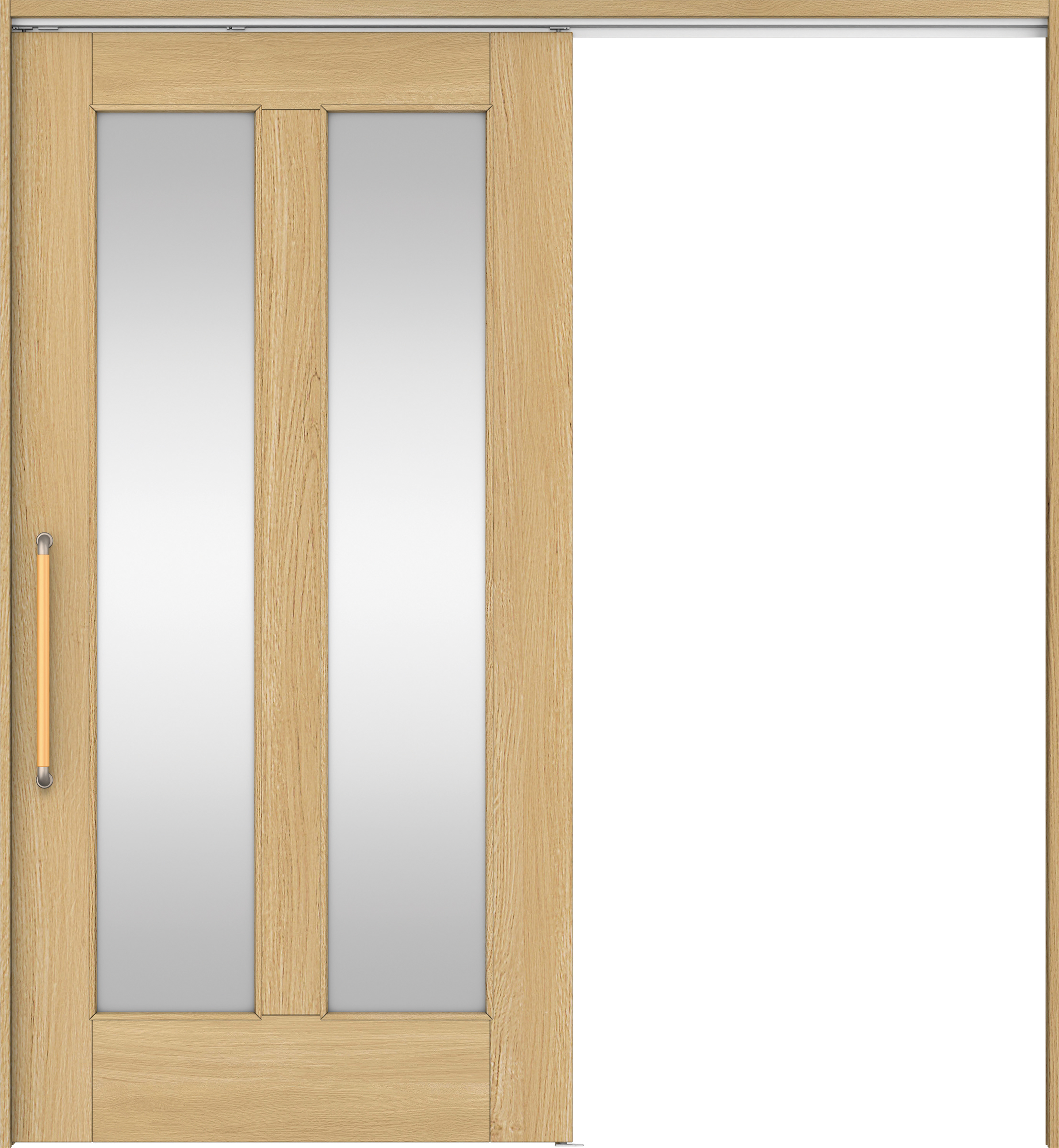 リビングドア　イエリア　巾広吊戸・片引　扉セット　０６デザイン　１８７５幅用　２０００高　〈ライトオーカー柄〉　左右兼用　錠なし　にぎりバー　ラクラクローズ付用