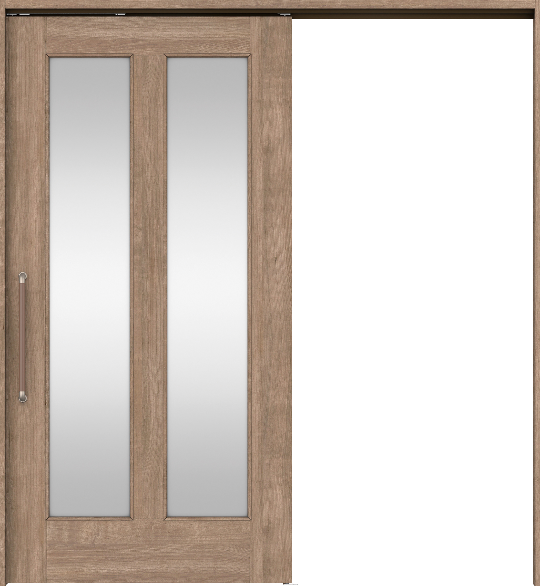 リビングドア　イエリア　巾広吊戸・片引　扉セット　０６デザイン　１８７５幅用　２０００高　〈トープグレー柄〉　左右兼用　錠なし　にぎりバー　ラクラクローズ付用