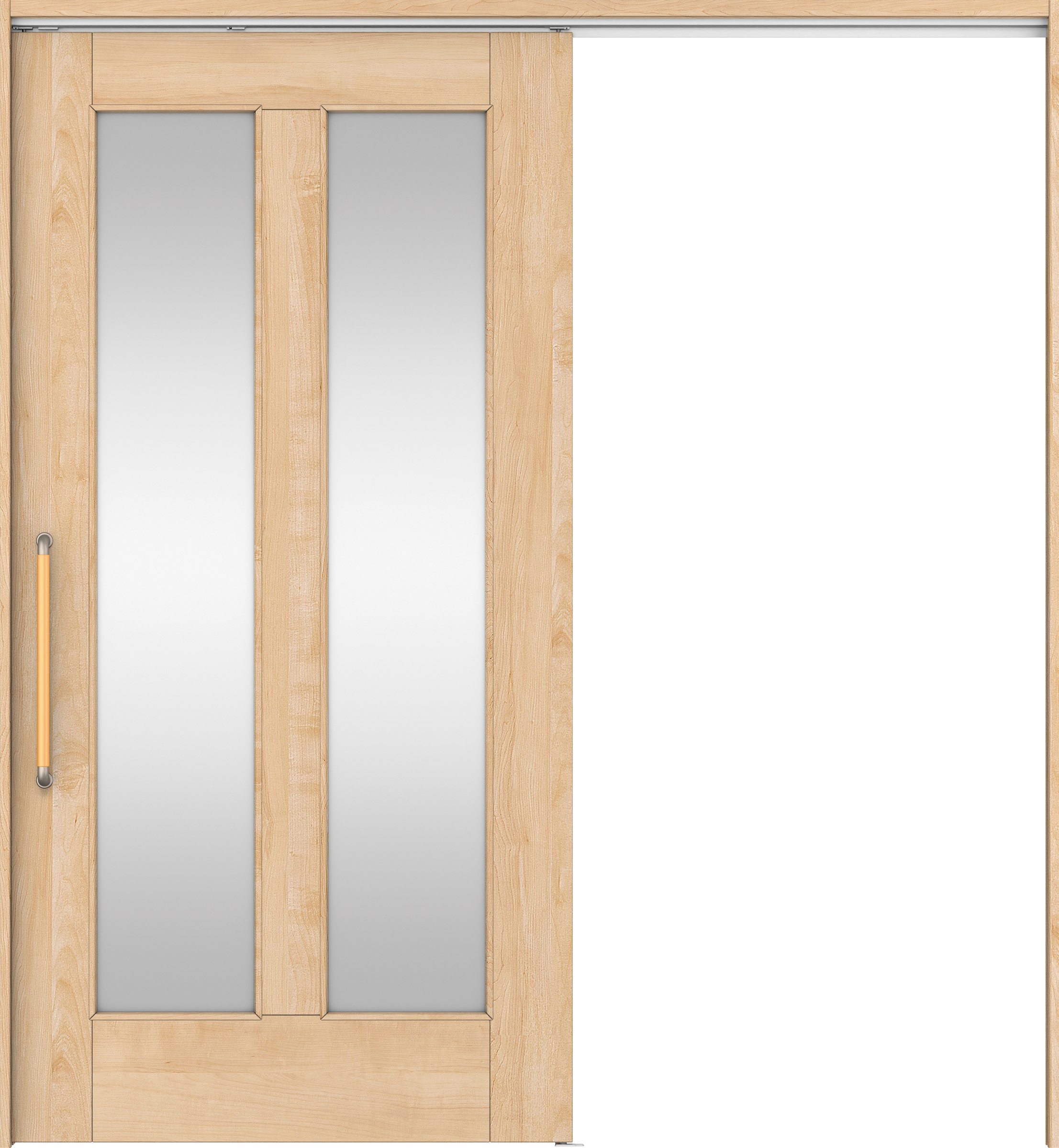 リビングドア　イエリア　巾広吊戸・片引　扉セット　０６デザイン　１８７５幅用　２０００高　〈ミルベージュ柄〉　左右兼用　錠なし　にぎりバー　ラクラクローズ付用