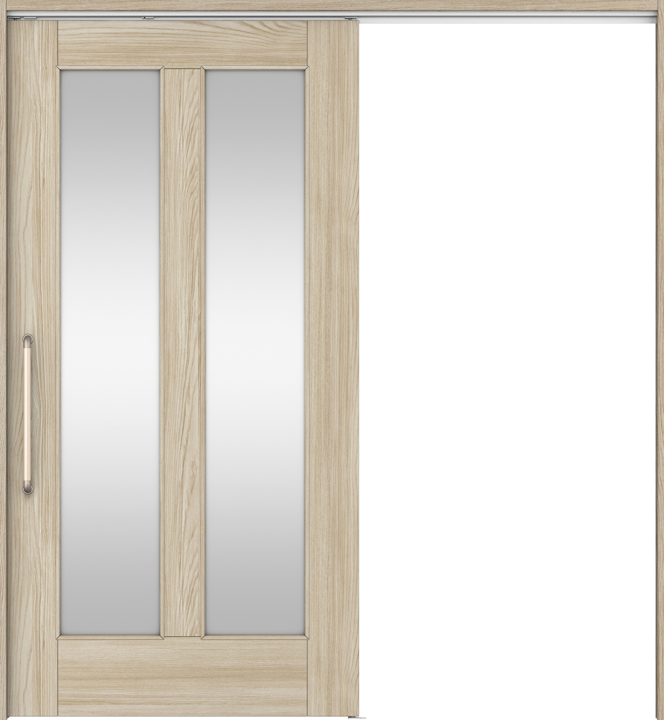 リビングドア　イエリア　巾広吊戸・片引　扉セット　０６デザイン　１８７５幅用　２０００高　〈ソフトグレージュ柄〉　左右兼用　錠なし　にぎりバー　ラクラクローズ付用