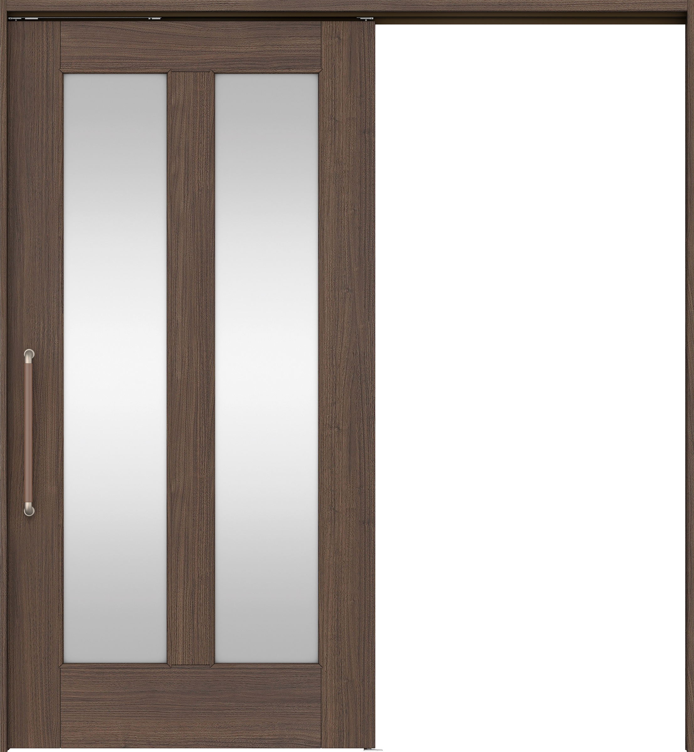 リビングドア　イエリア　巾広吊戸・片引　扉セット　０６デザイン　１８７５幅用　２０００高　〈ダルブラウン柄〉　左右兼用　錠なし　にぎりバー　ラクラクローズ付用