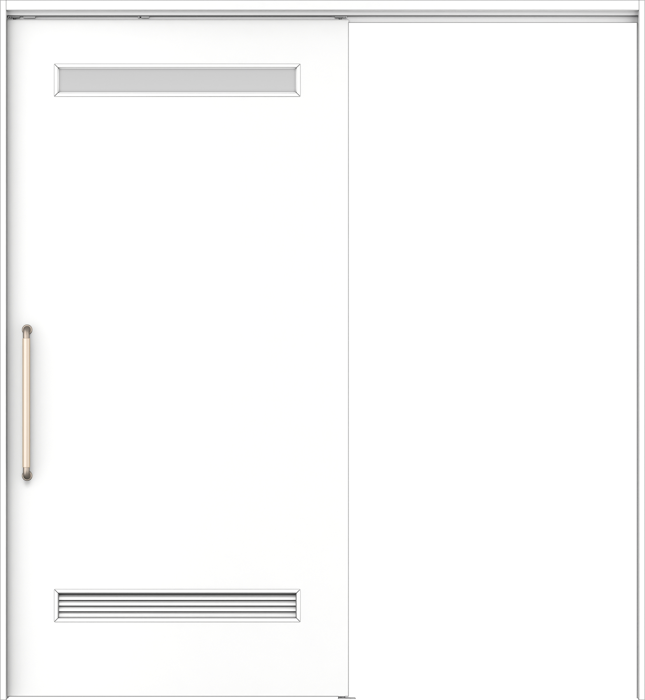 リビングドア　イエリア　巾広吊戸・片引　扉セット　０８デザイン　１８７５幅用　２０００高　〈パウダーホワイト柄〉　左右兼用　錠なし　にぎりバー　ラクラクローズ付用