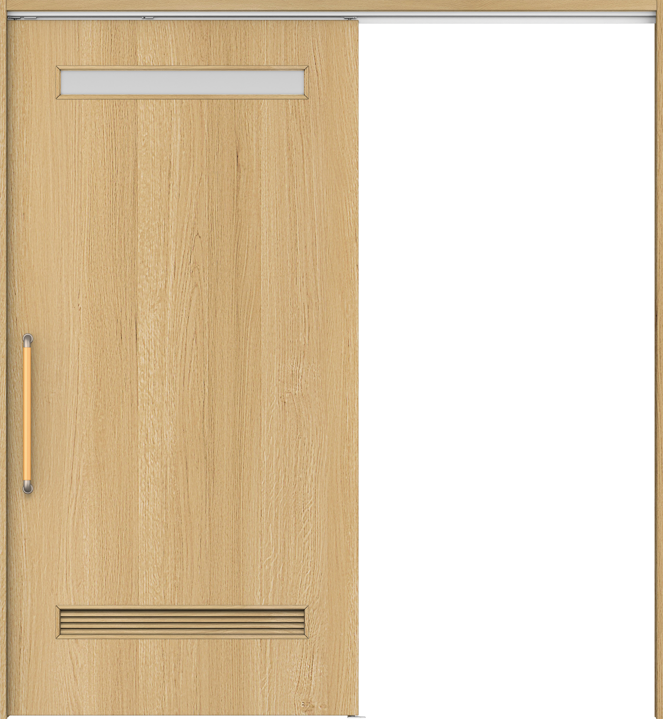 リビングドア　イエリア　巾広吊戸・片引　扉セット　０８デザイン　１８７５幅用　２０００高　〈ライトオーカー柄〉　左右兼用　錠なし　にぎりバー　ラクラクローズ付用