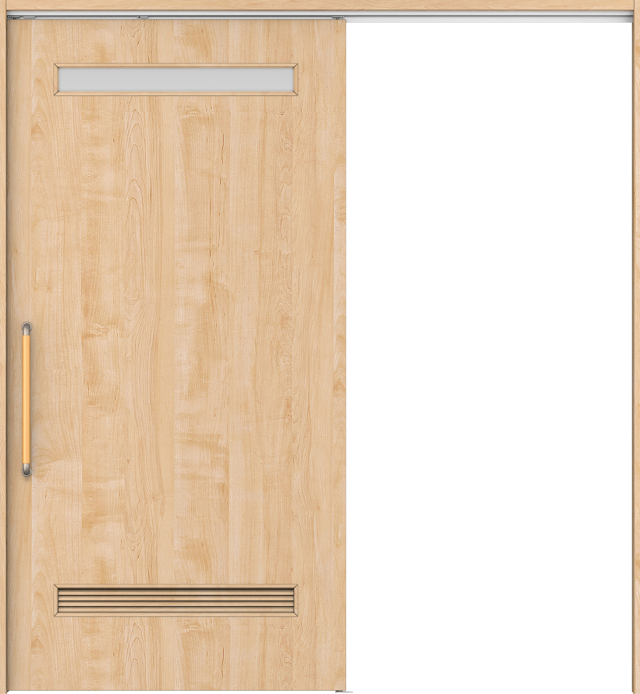 リビングドア　イエリア　巾広吊戸・片引　扉セット　０８デザイン　１８７５幅用　２０００高　〈ミルベージュ柄〉　左右兼用　錠なし　にぎりバー　ラクラクローズ付用