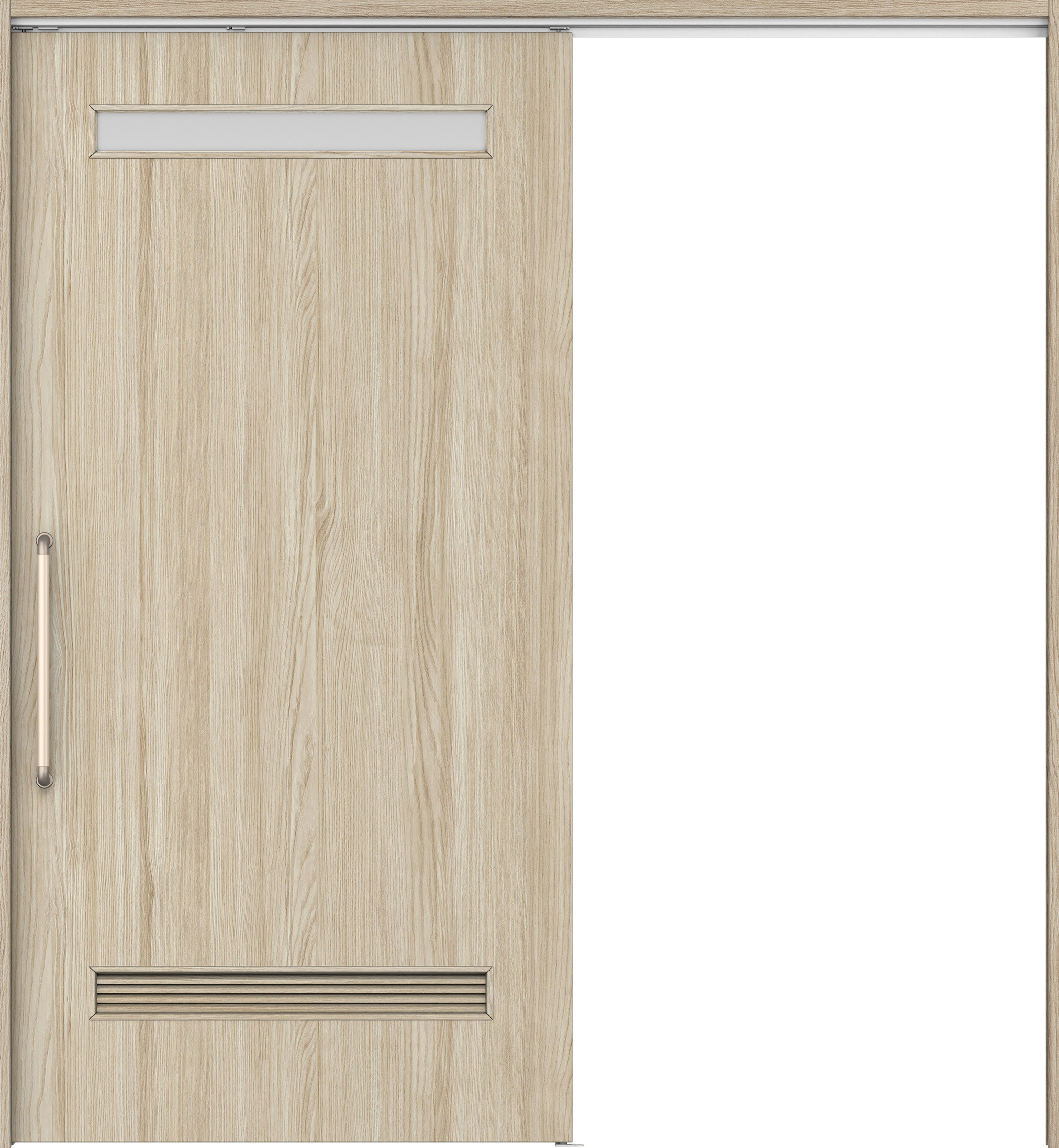 リビングドア　イエリア　巾広吊戸・片引　扉セット　０８デザイン　１８７５幅用　２０００高　〈ソフトグレージュ柄〉　左右兼用　錠なし　にぎりバー　ラクラクローズ付用