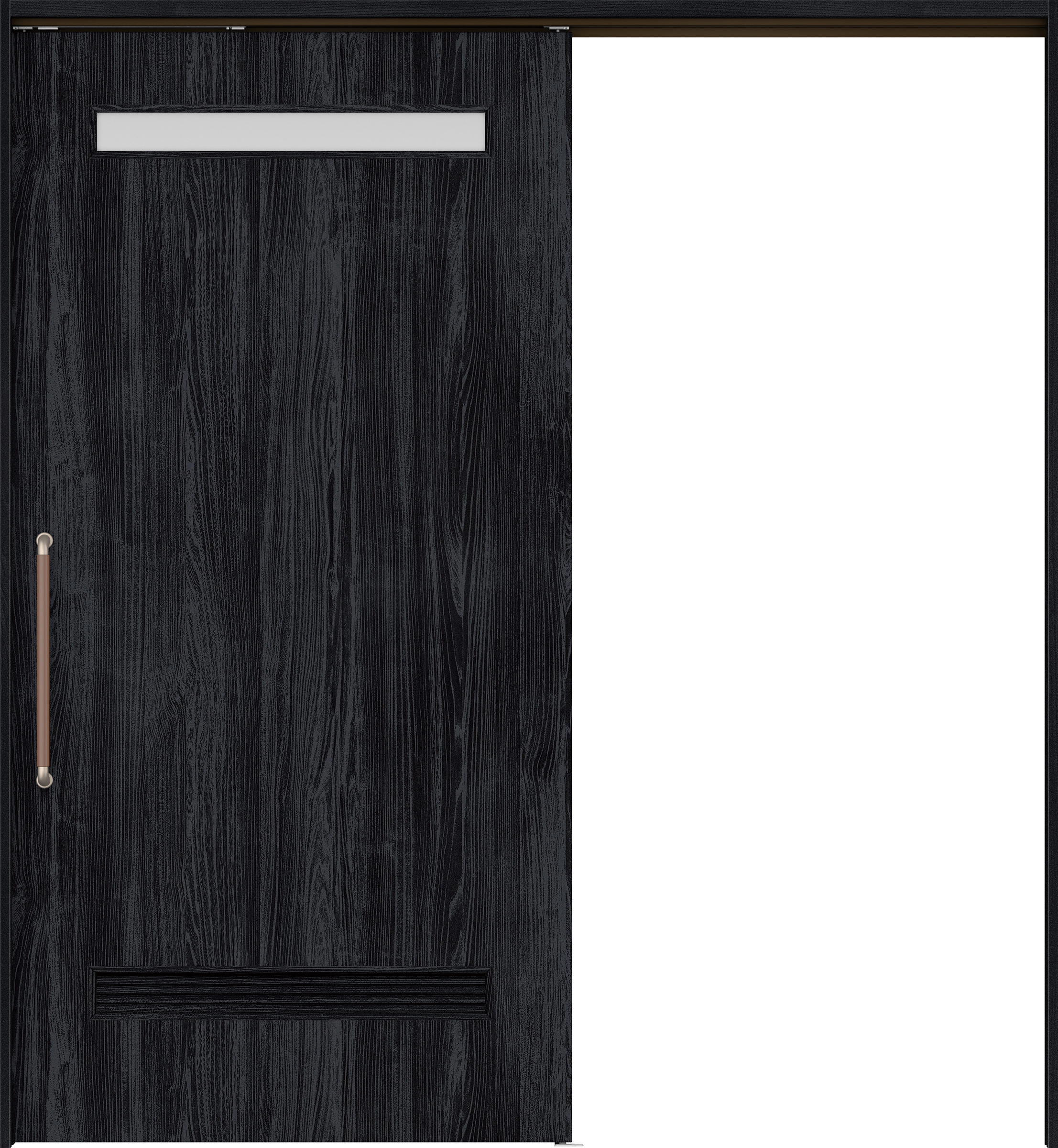 リビングドア　イエリア　巾広吊戸・片引　扉セット　０８デザイン　１８７５幅用　２０００高　〈モスブラック柄〉　左右兼用　錠なし　にぎりバー　ラクラクローズ付用